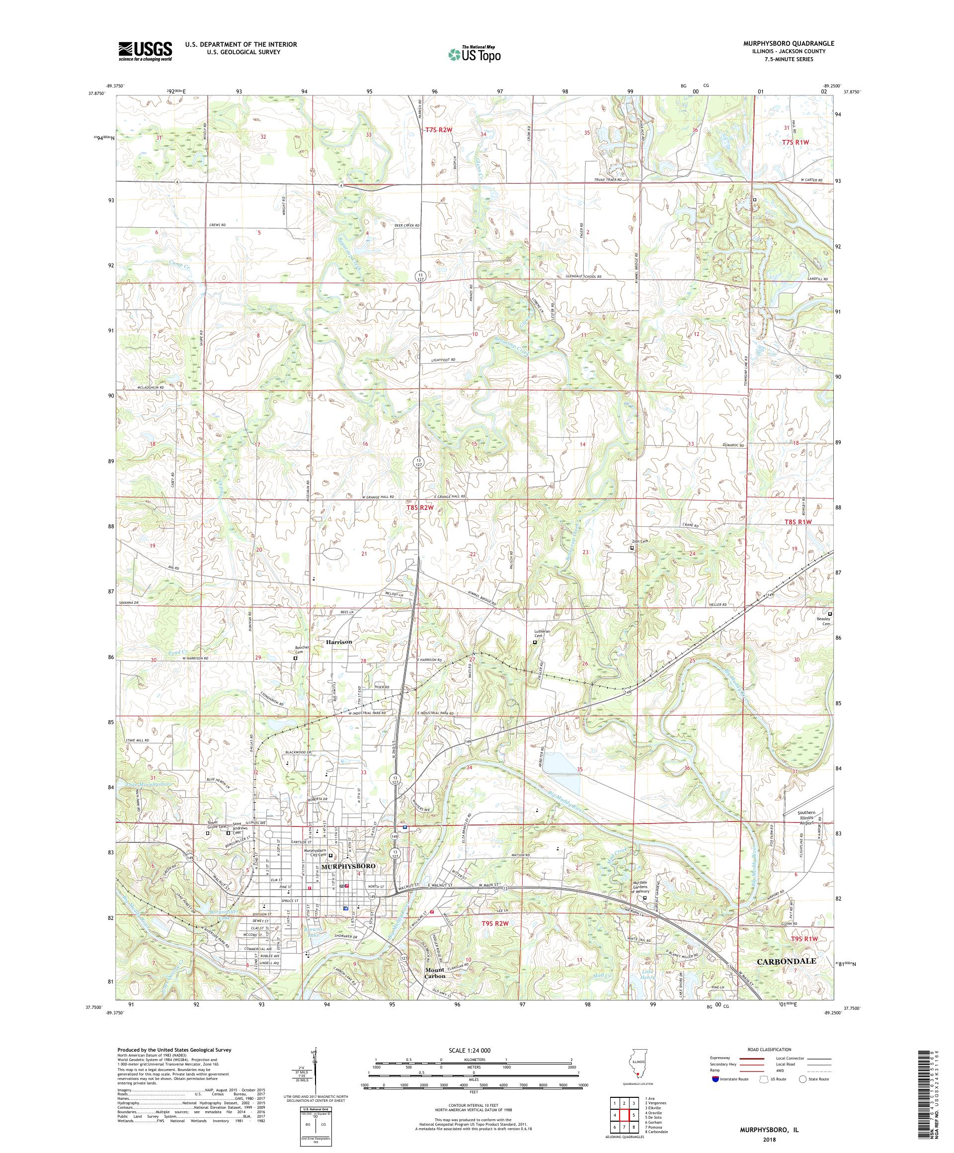 MyTopo Murphysboro, Illinois USGS Quad Topo Map