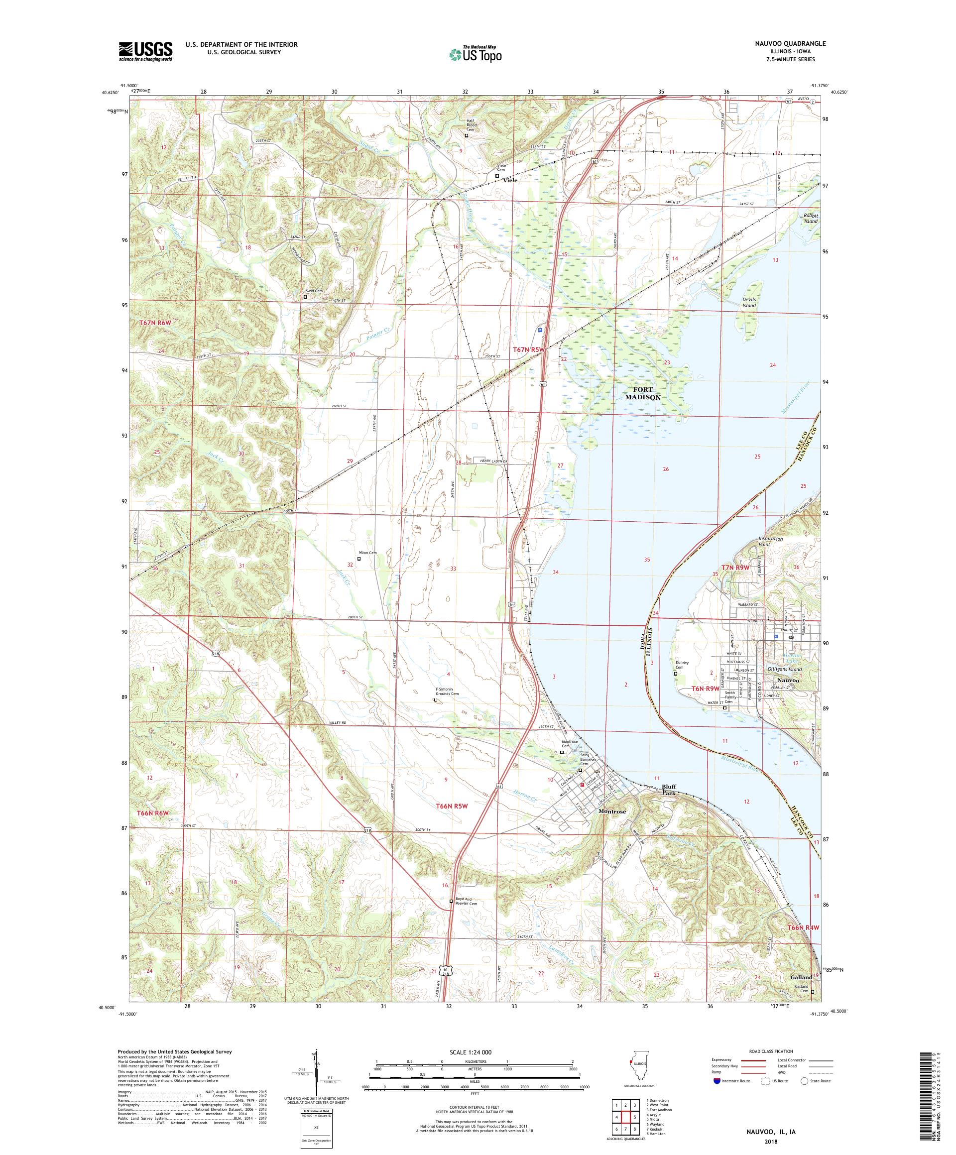 MyTopo Nauvoo, Illinois USGS Quad Topo Map