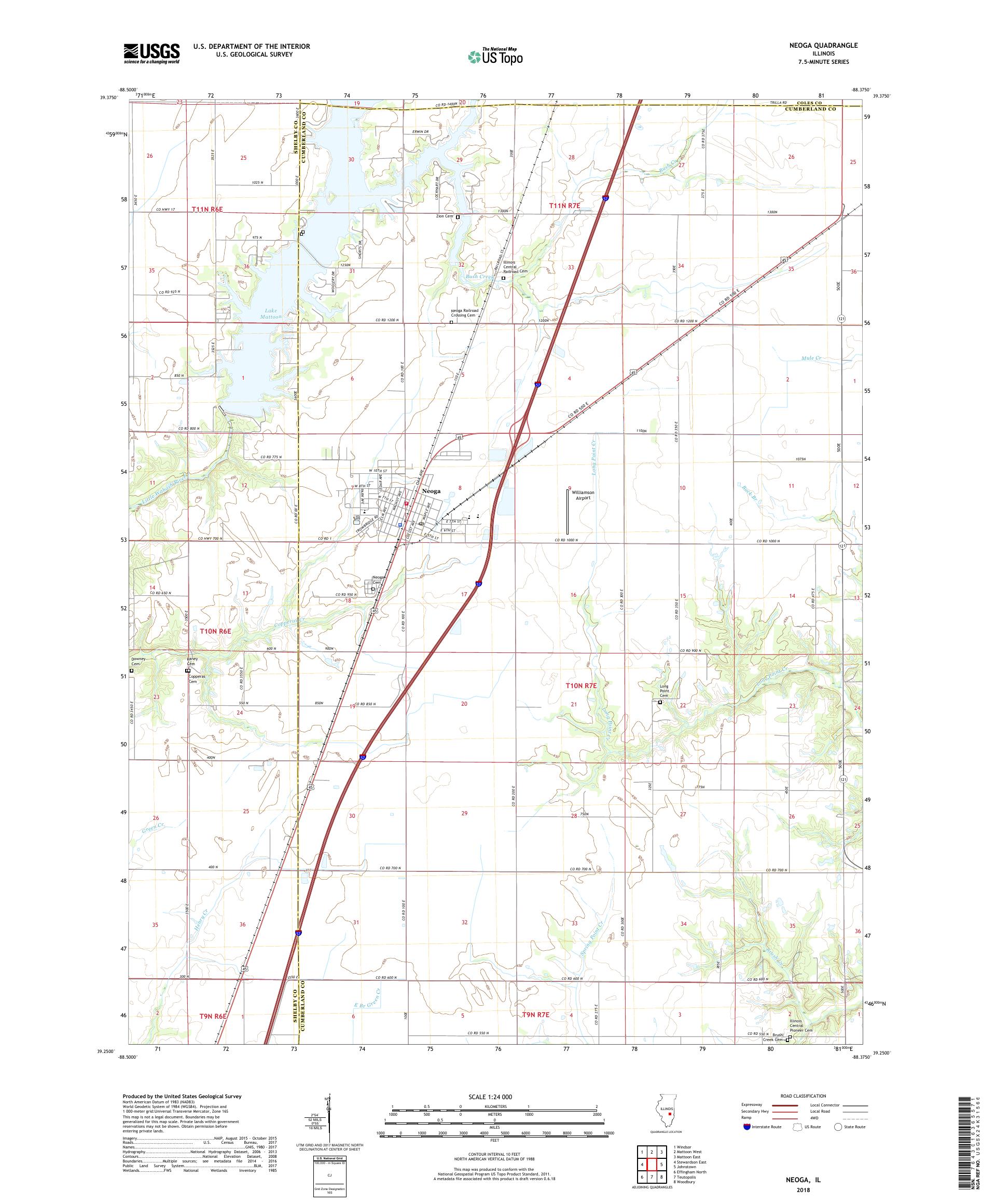 MyTopo Neoga, Illinois USGS Quad Topo Map