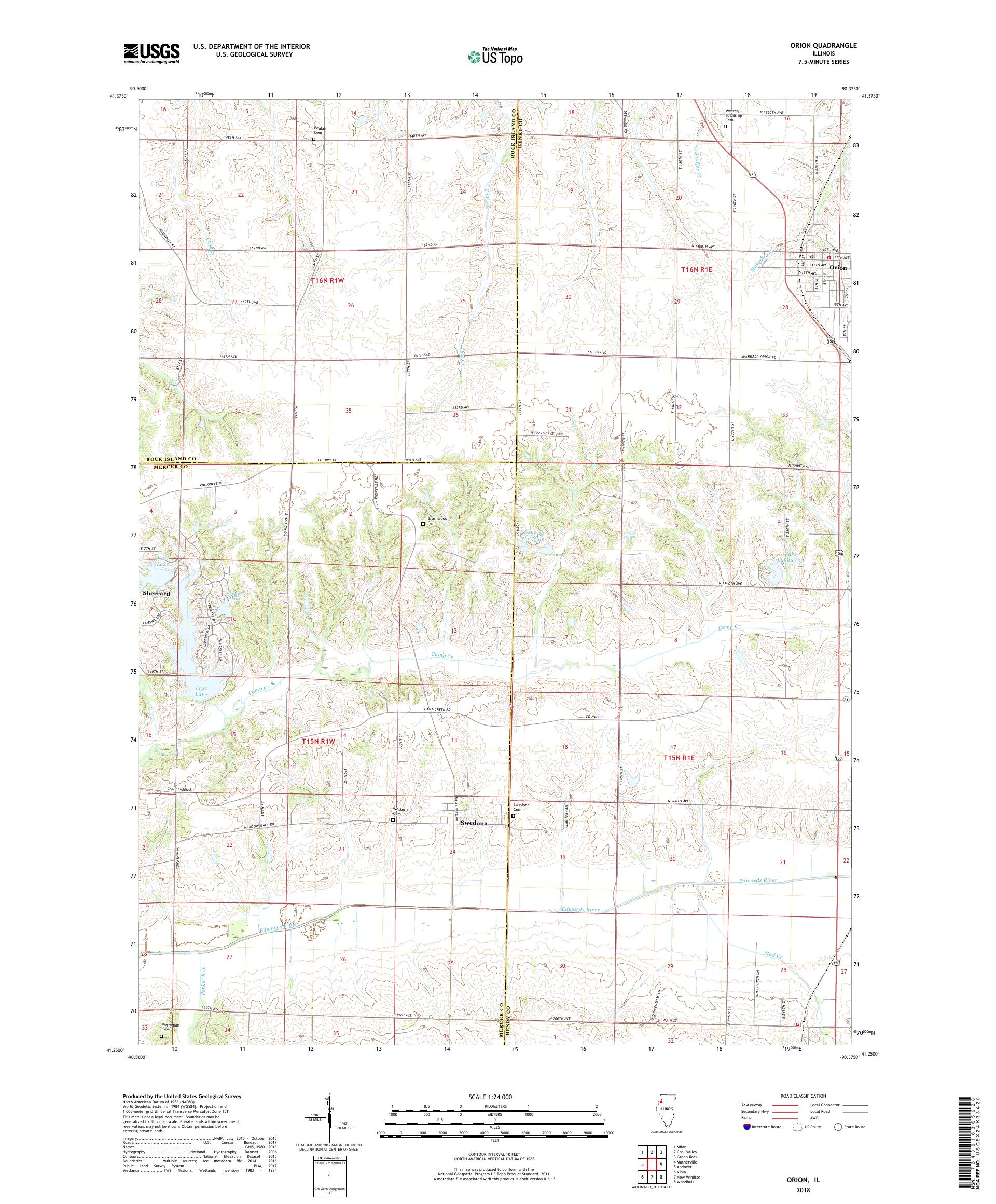 MyTopo Orion, Illinois USGS Quad Topo Map