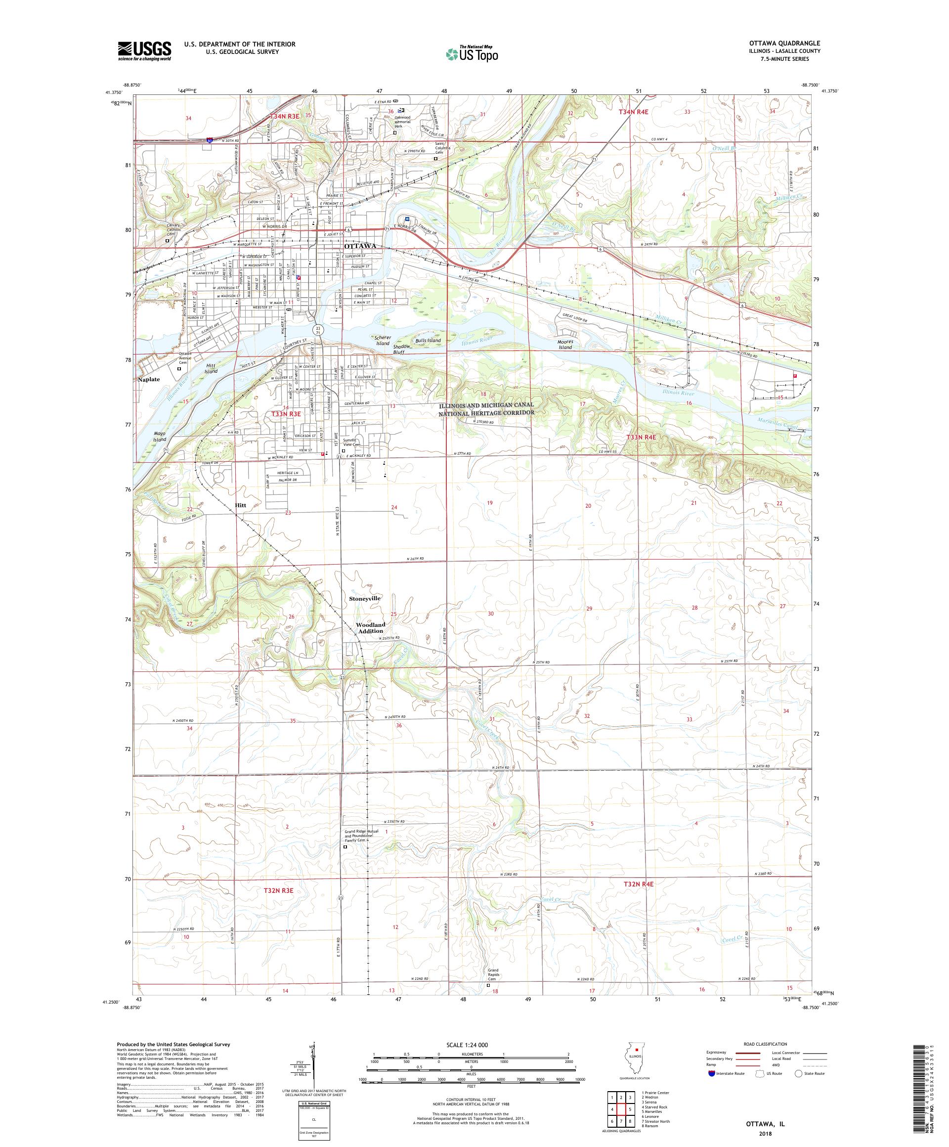 MyTopo Ottawa, Illinois USGS Quad Topo Map