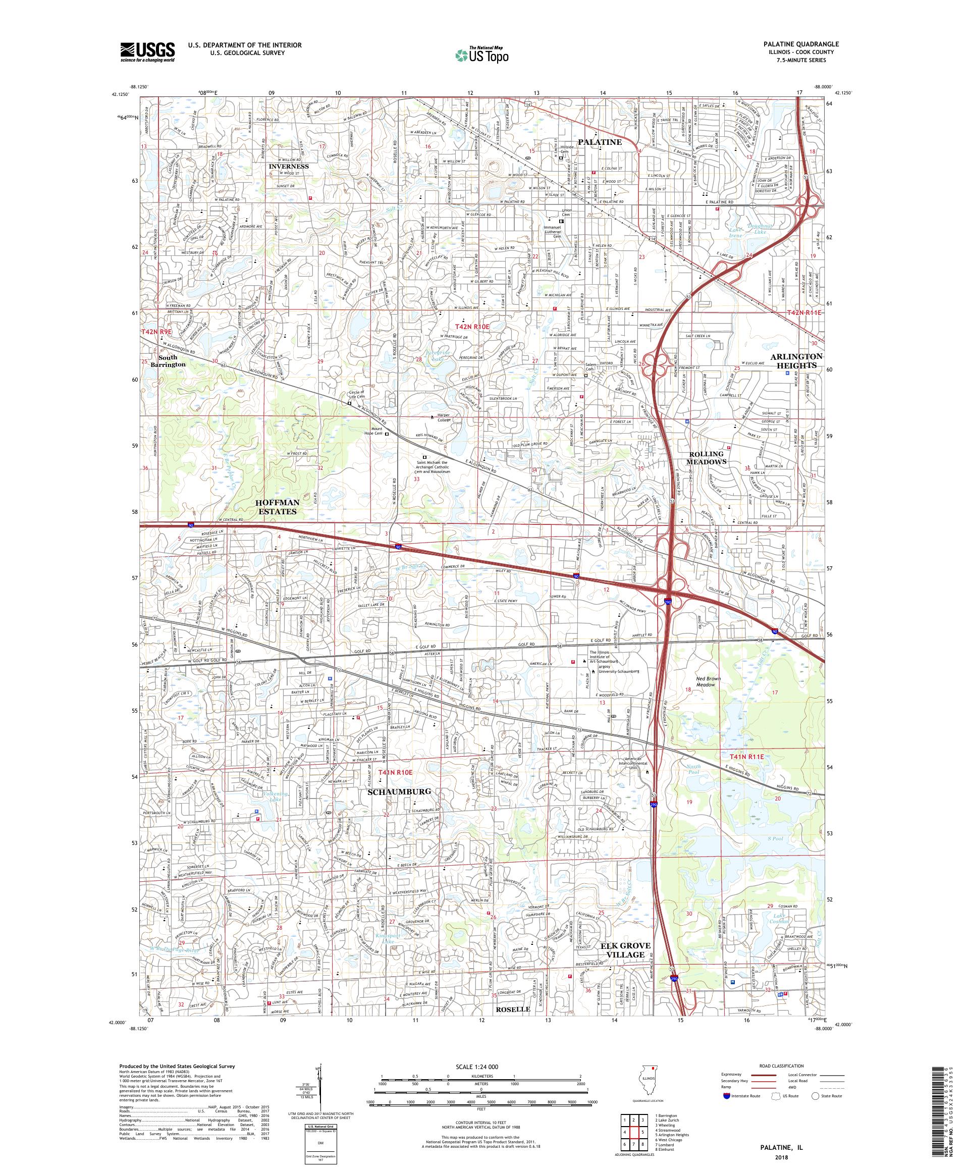 MyTopo Palatine, Illinois USGS Quad Topo Map