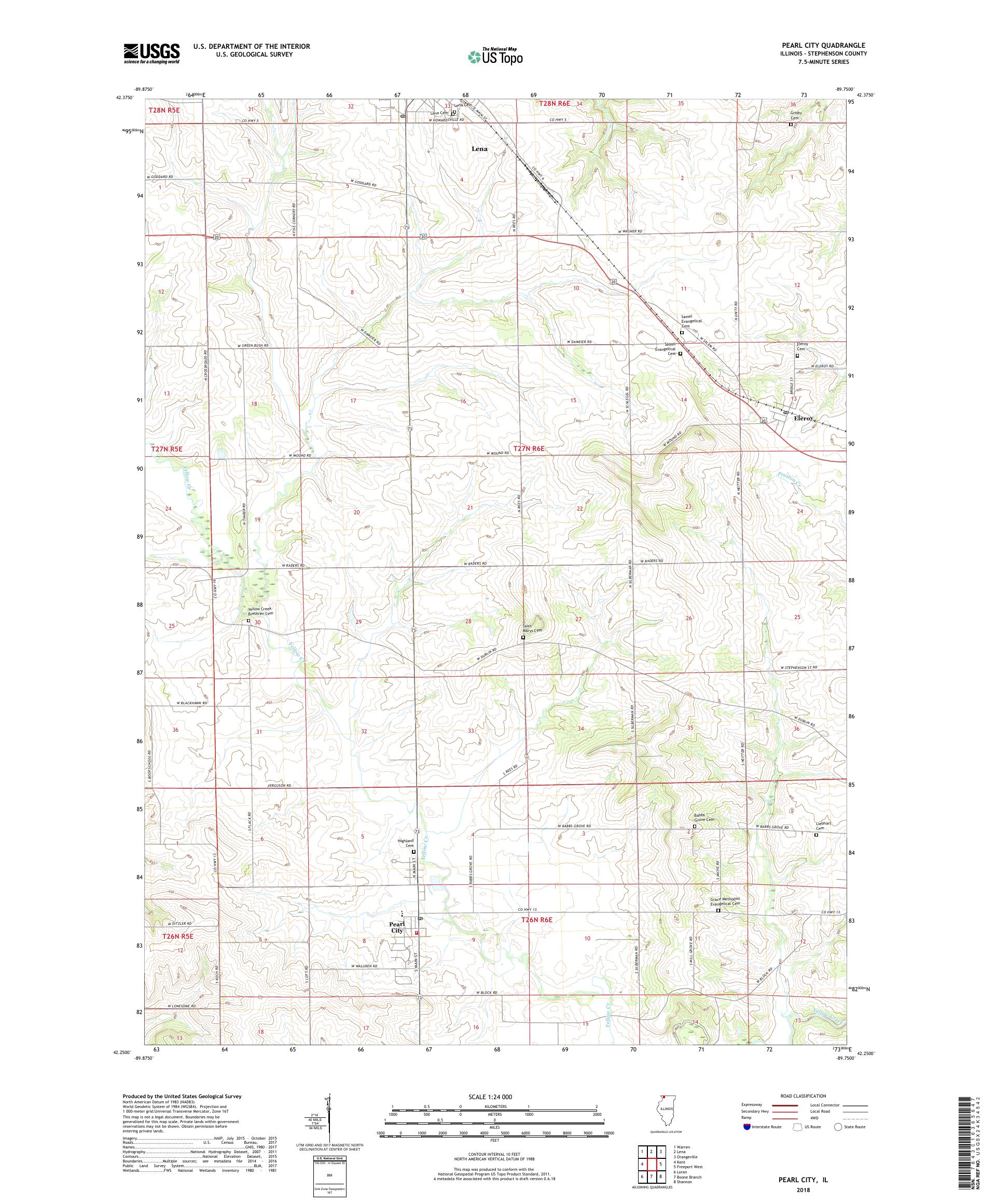 MyTopo Pearl City, Illinois USGS Quad Topo Map