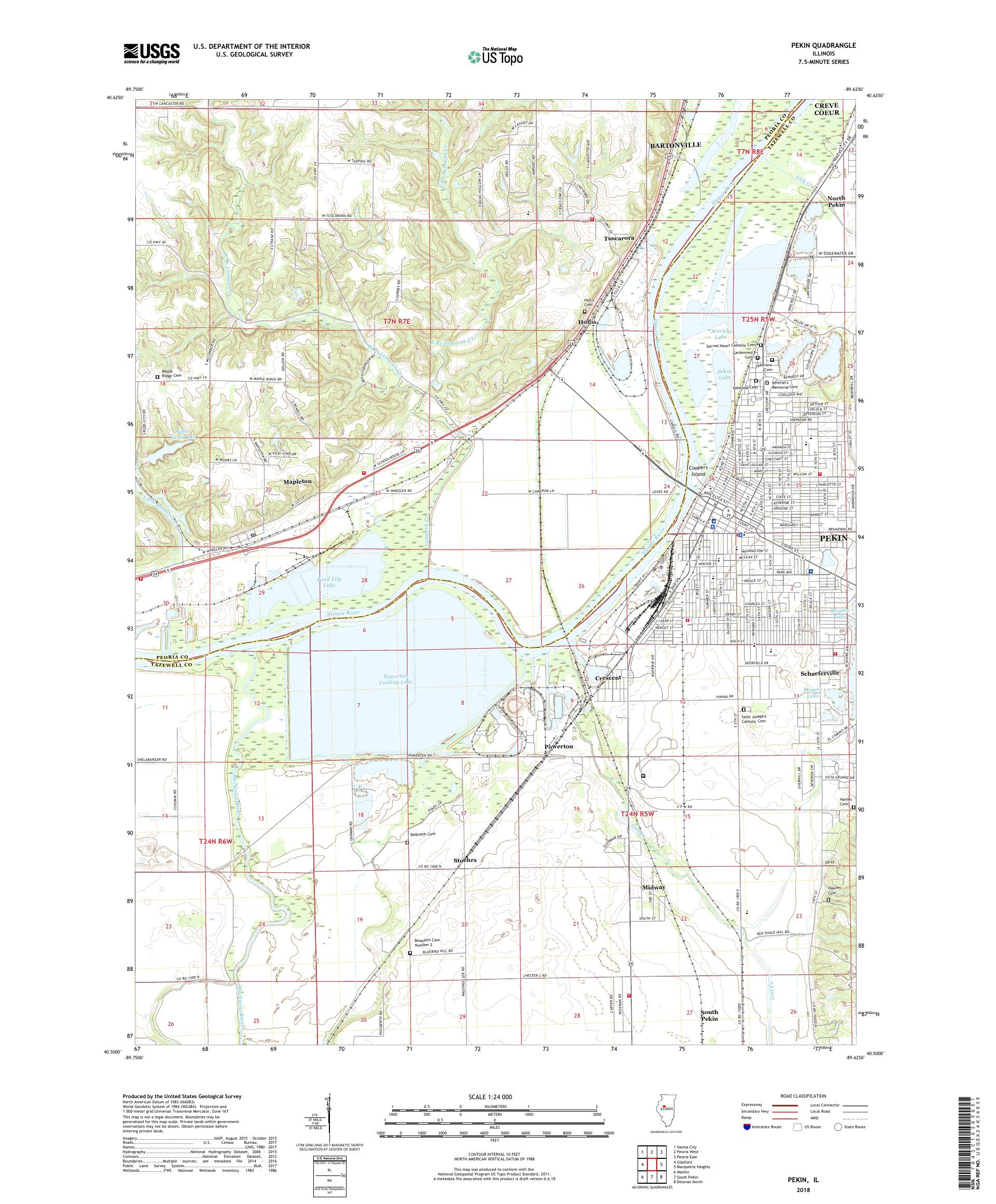 MyTopo Pekin, Illinois USGS Quad Topo Map
