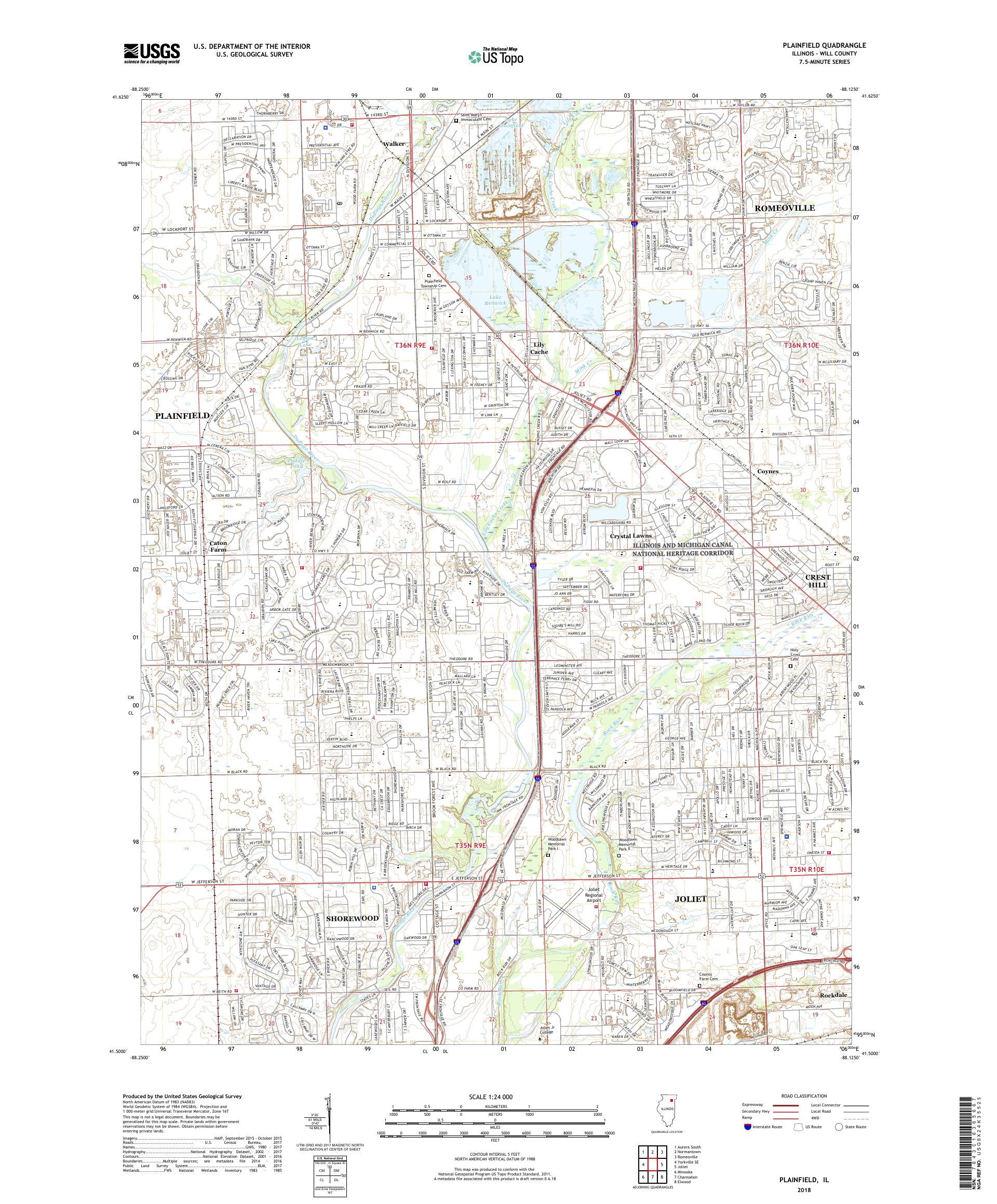 MyTopo Plainfield, Illinois USGS Quad Topo Map