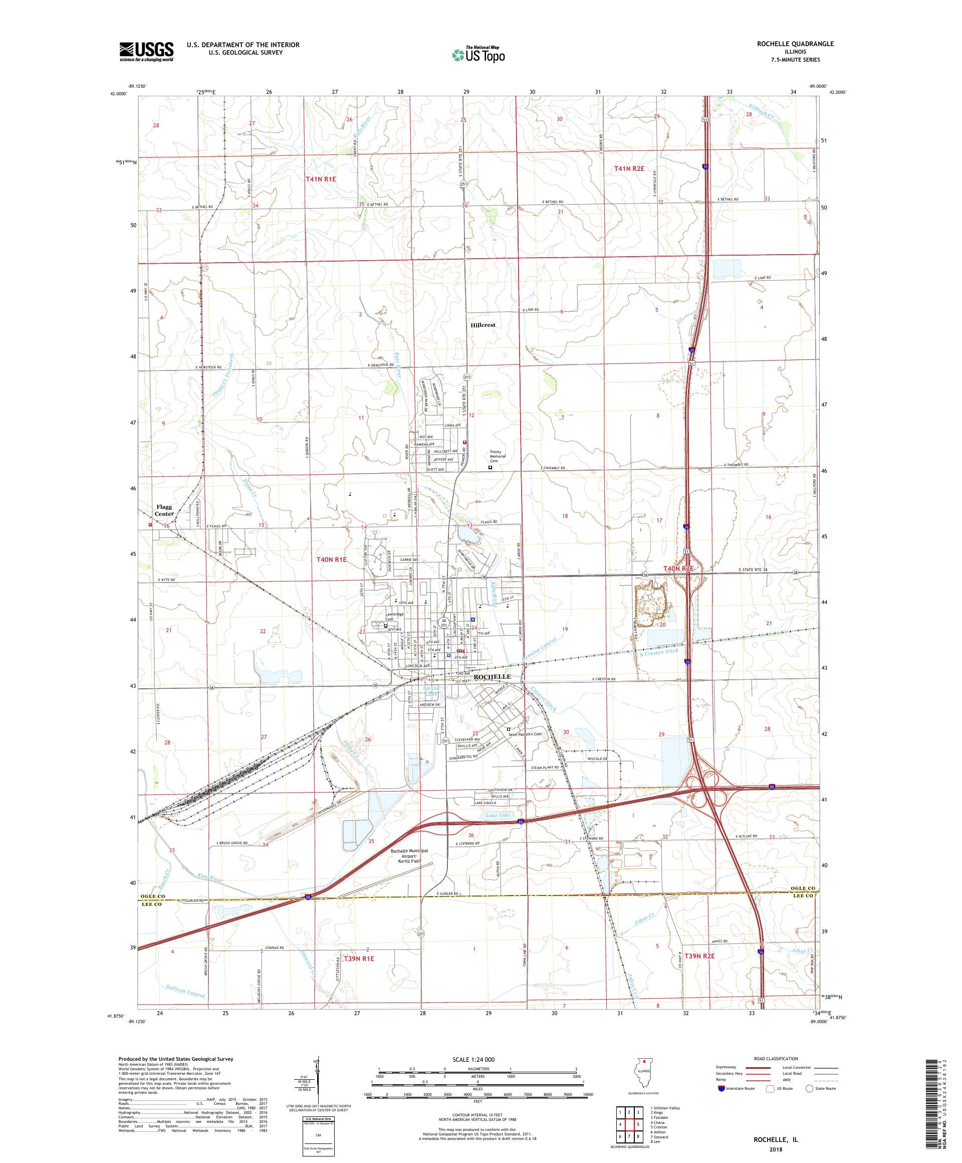MyTopo Rochelle, Illinois USGS Quad Topo Map