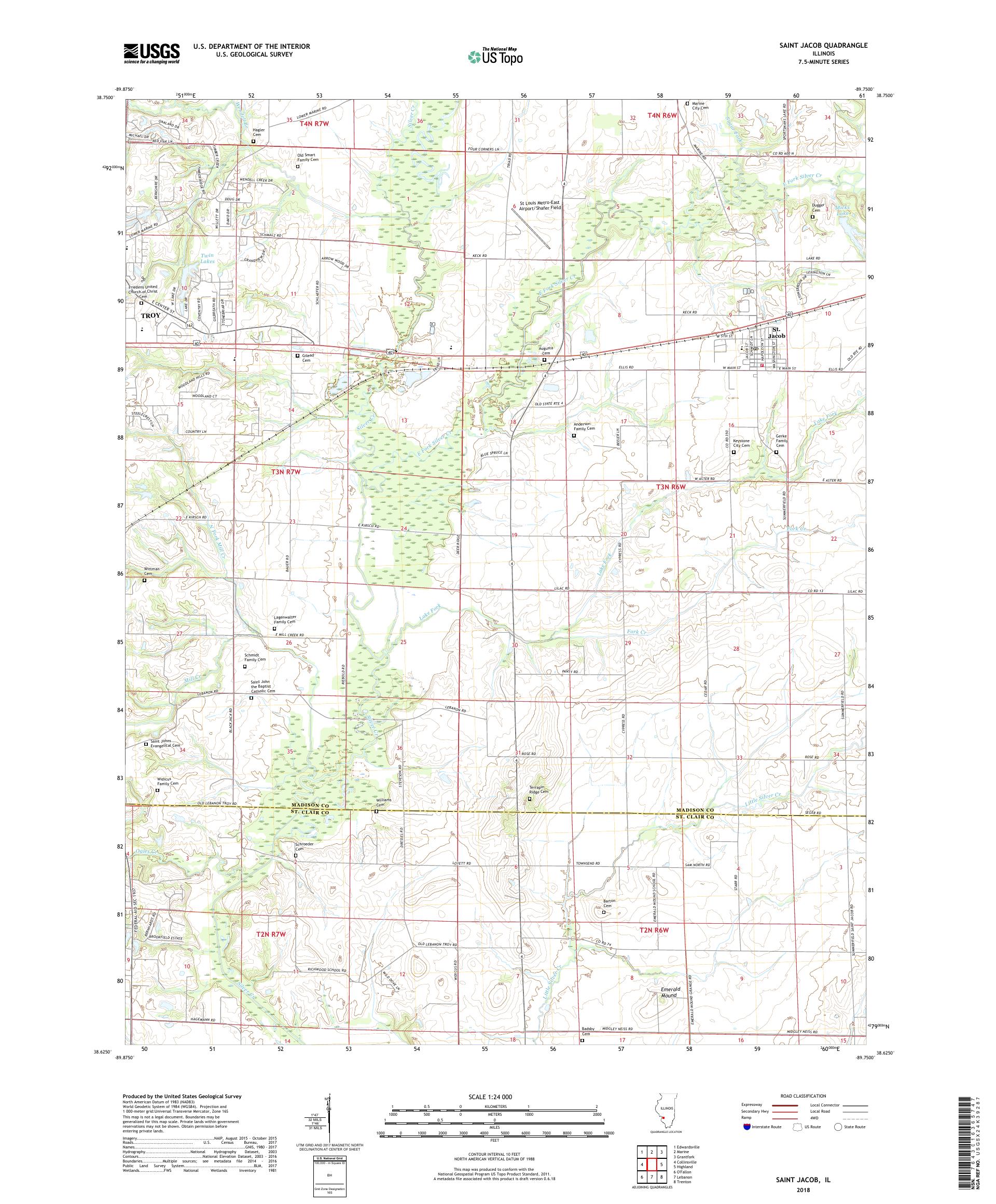 MyTopo Saint Jacob, Illinois USGS Quad Topo Map