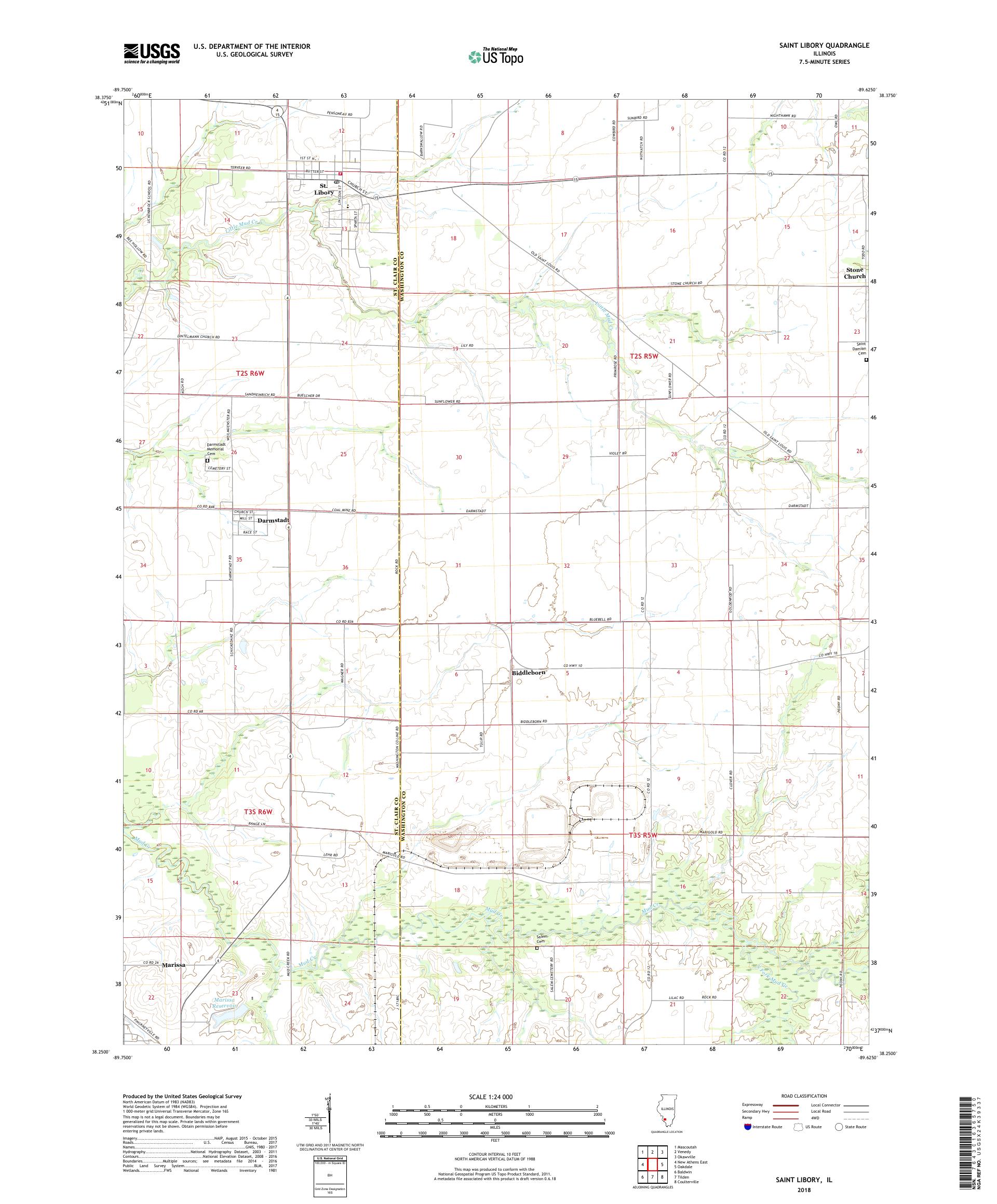 MyTopo Saint Libory, Illinois USGS Quad Topo Map