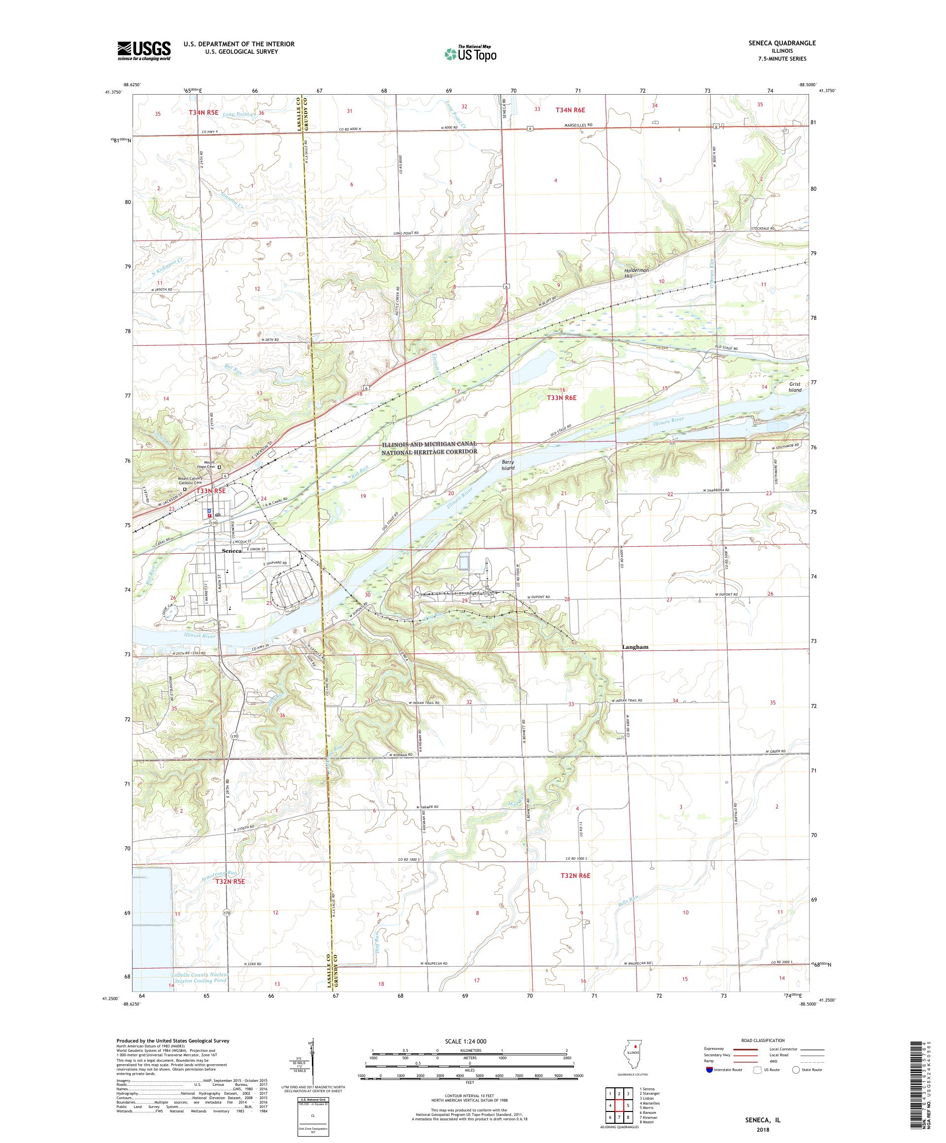 MyTopo Seneca, Illinois USGS Quad Topo Map