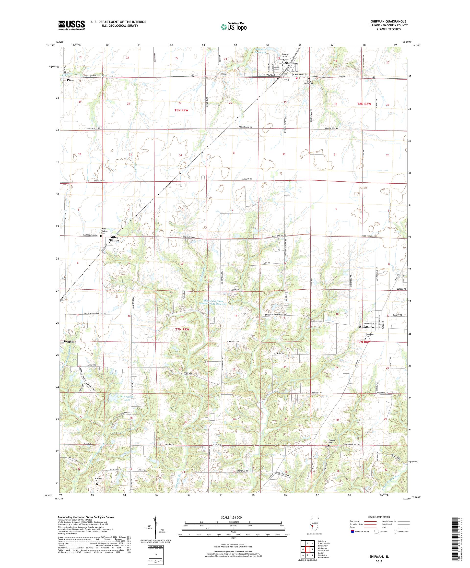 MyTopo Shipman, Illinois USGS Quad Topo Map