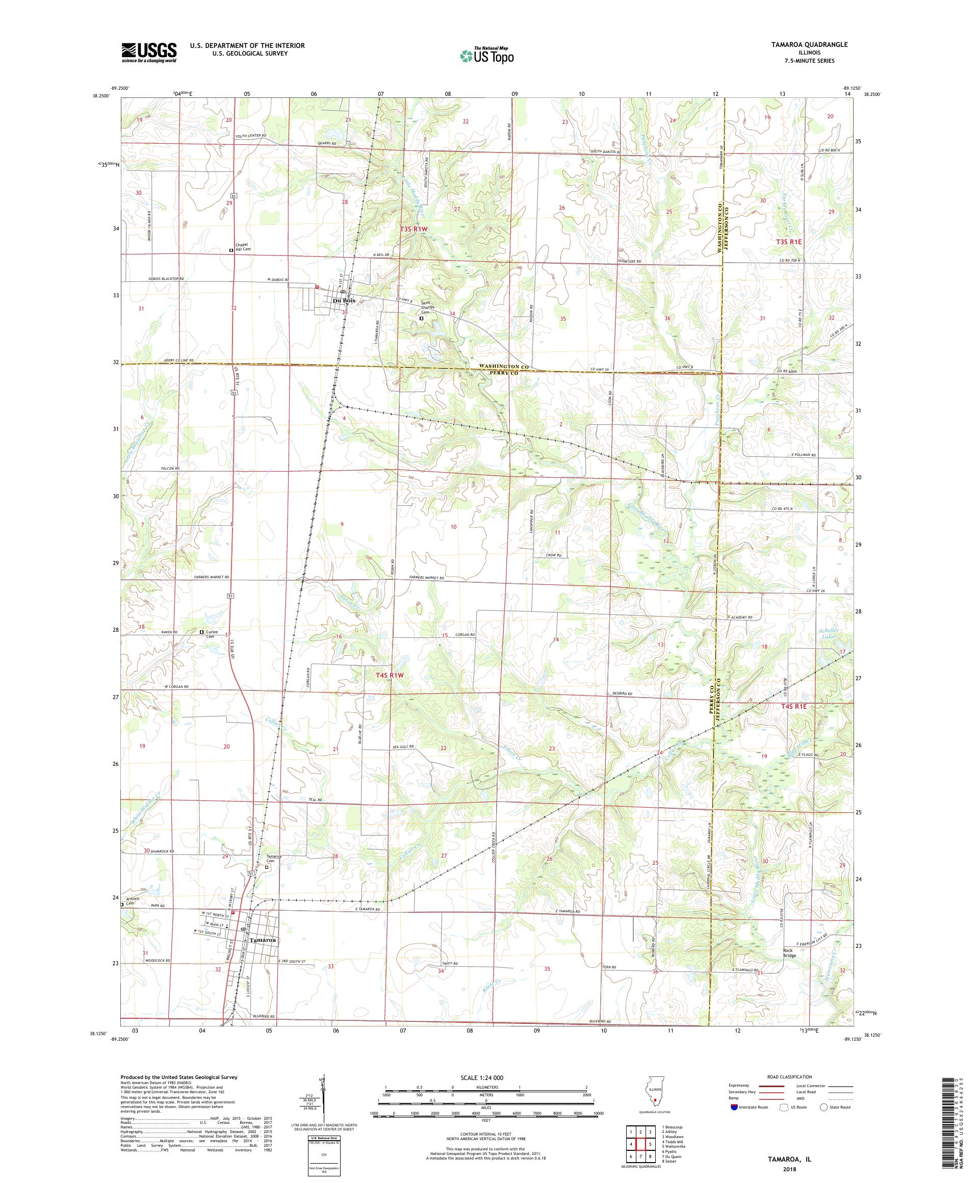 MyTopo Tamaroa, Illinois USGS Quad Topo Map