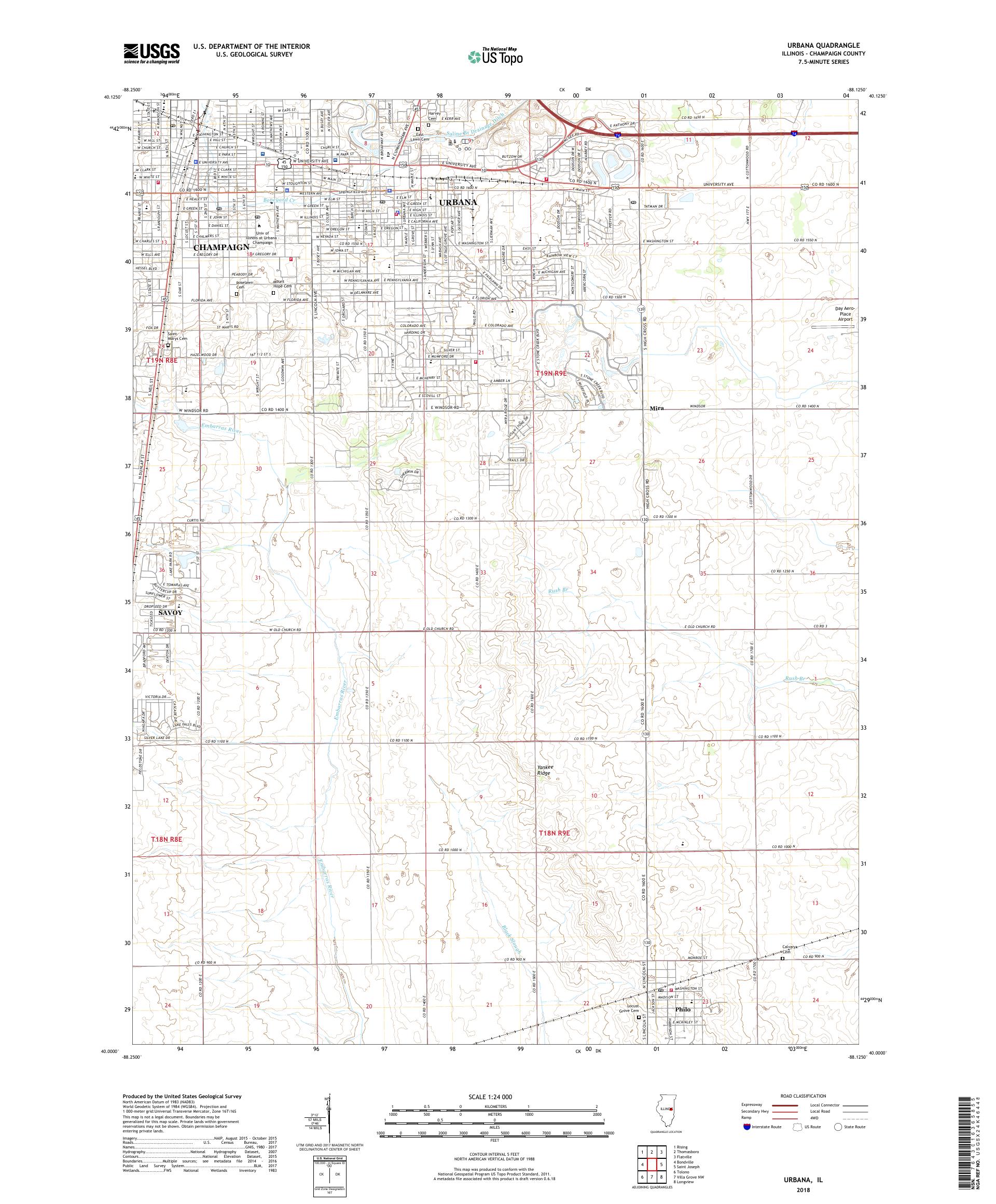 MyTopo Urbana, Illinois USGS Quad Topo Map