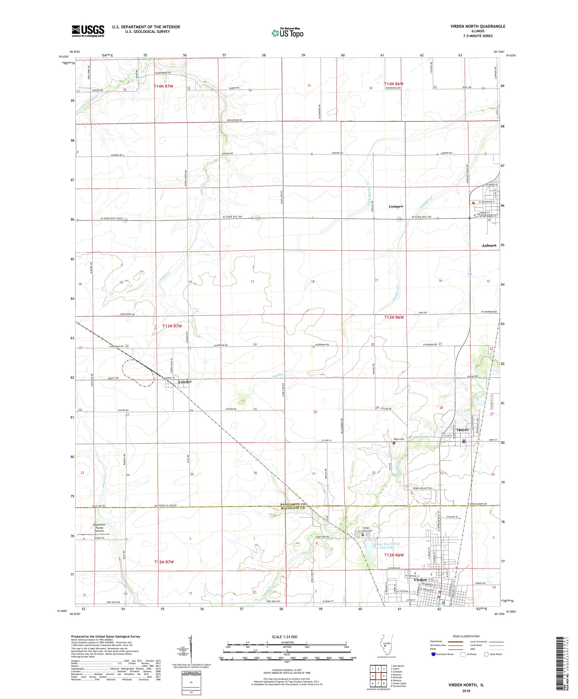 MyTopo Virden North, Illinois USGS Quad Topo Map