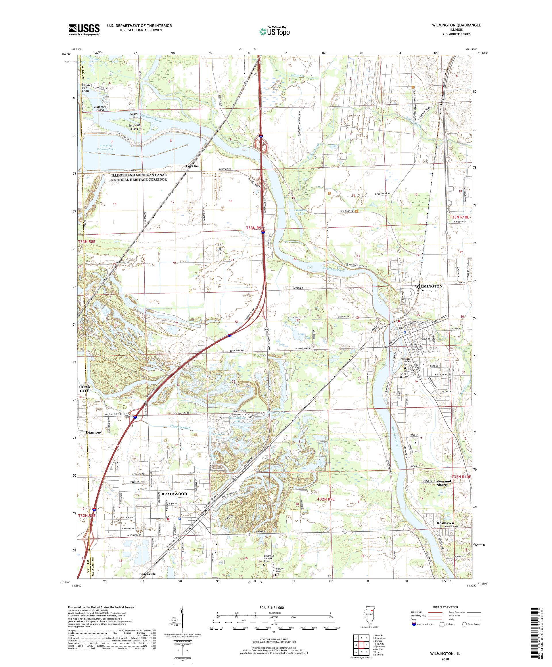 MyTopo Wilmington, Illinois USGS Quad Topo Map