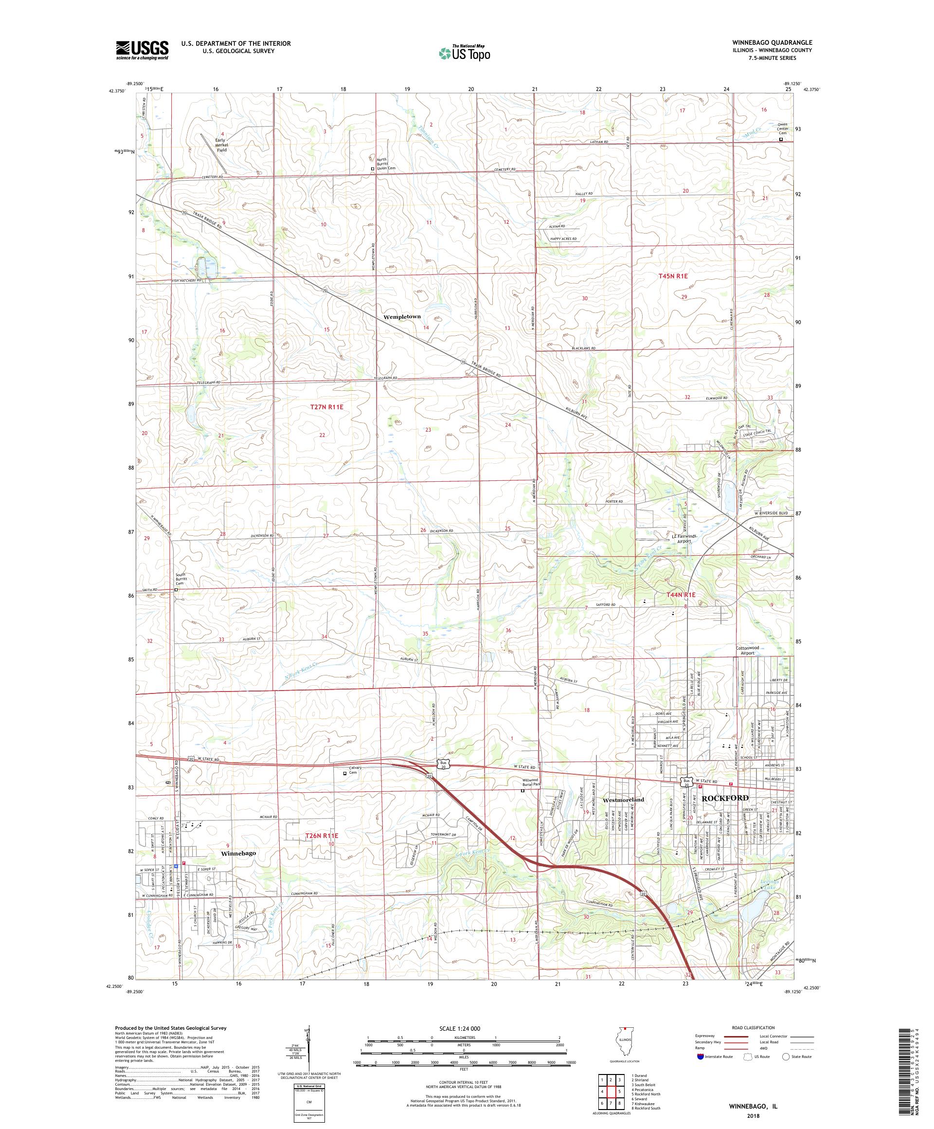 MyTopo Winnebago, Illinois USGS Quad Topo Map