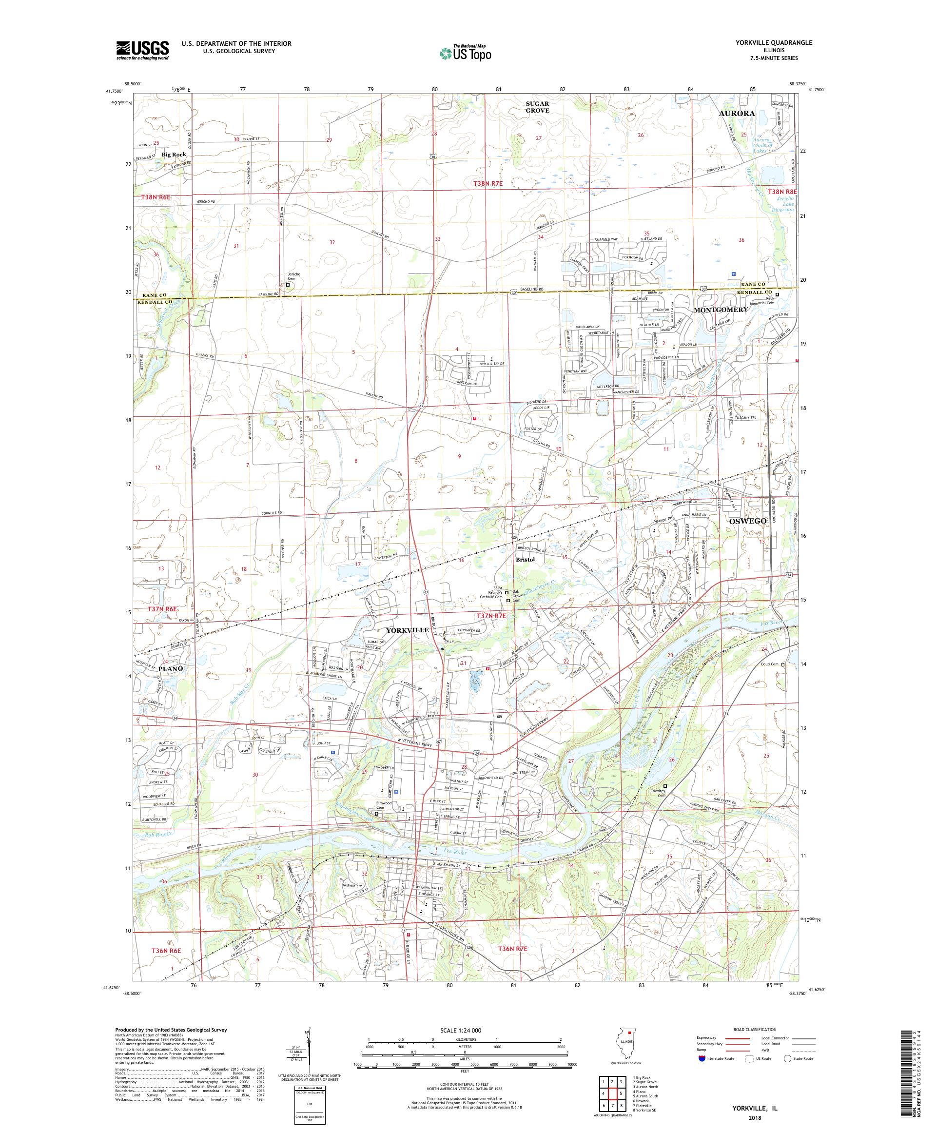 MyTopo Yorkville, Illinois USGS Quad Topo Map