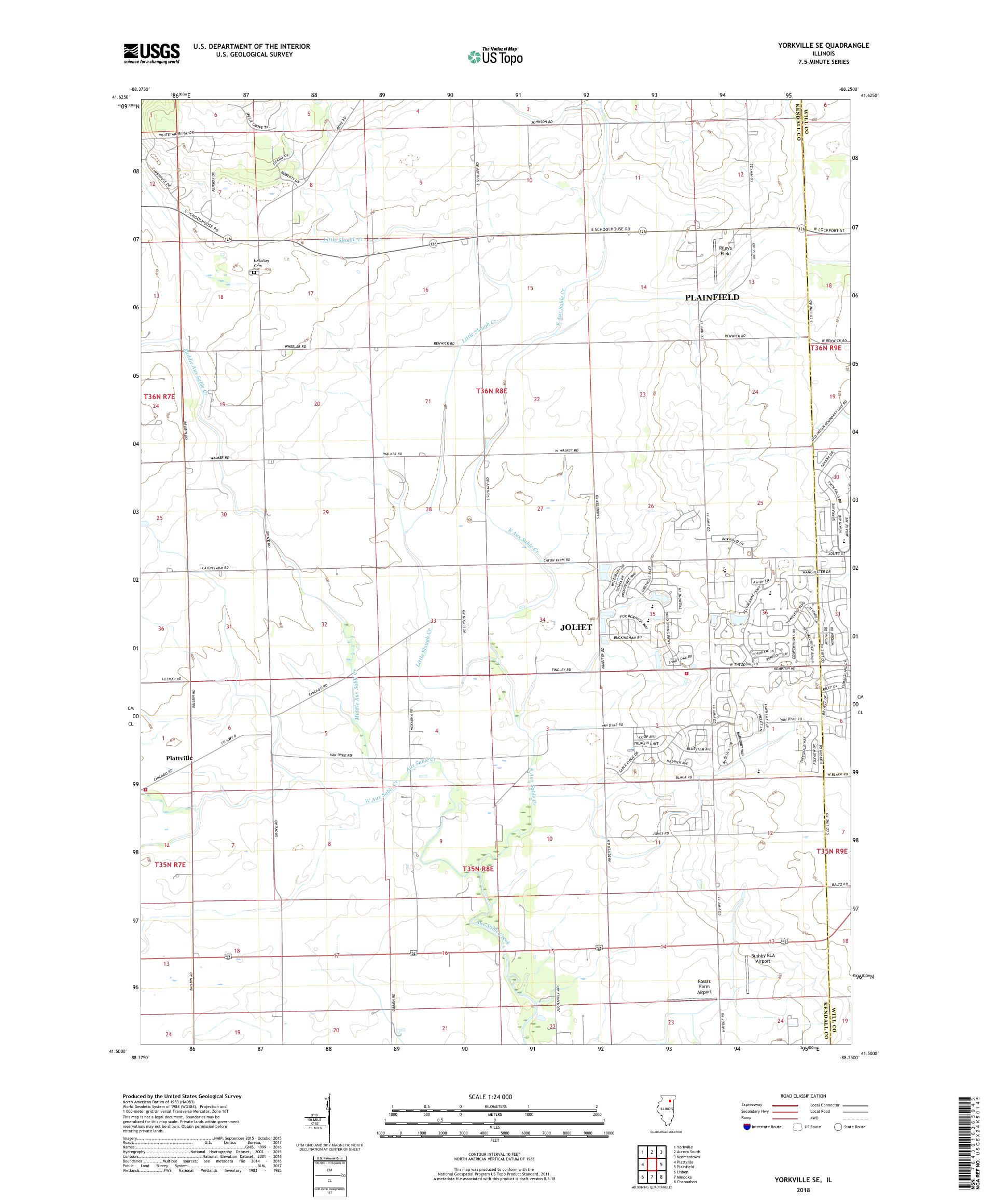 MyTopo Yorkville SE, Illinois USGS Quad Topo Map