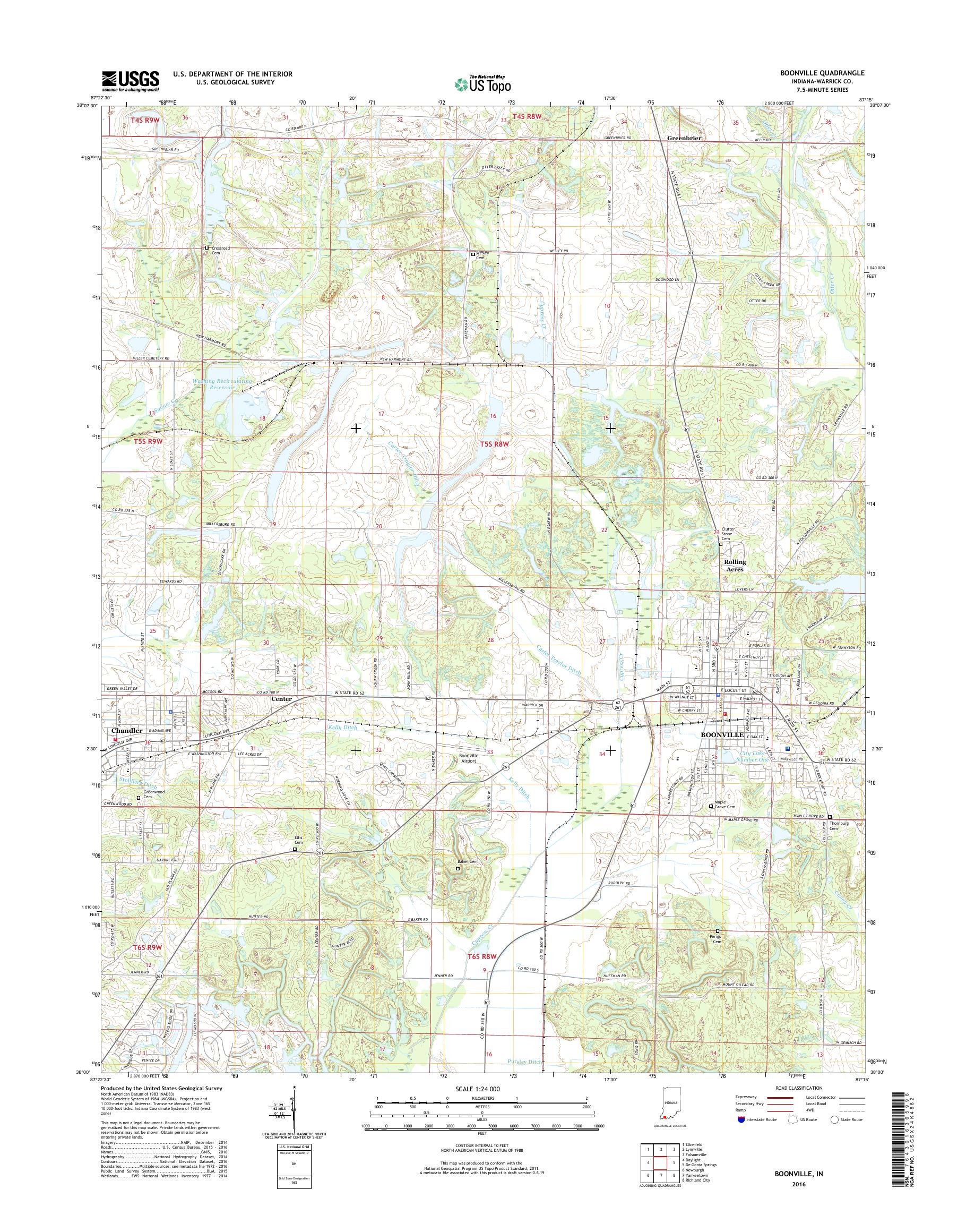 MyTopo Boonville, Indiana USGS Quad Topo Map