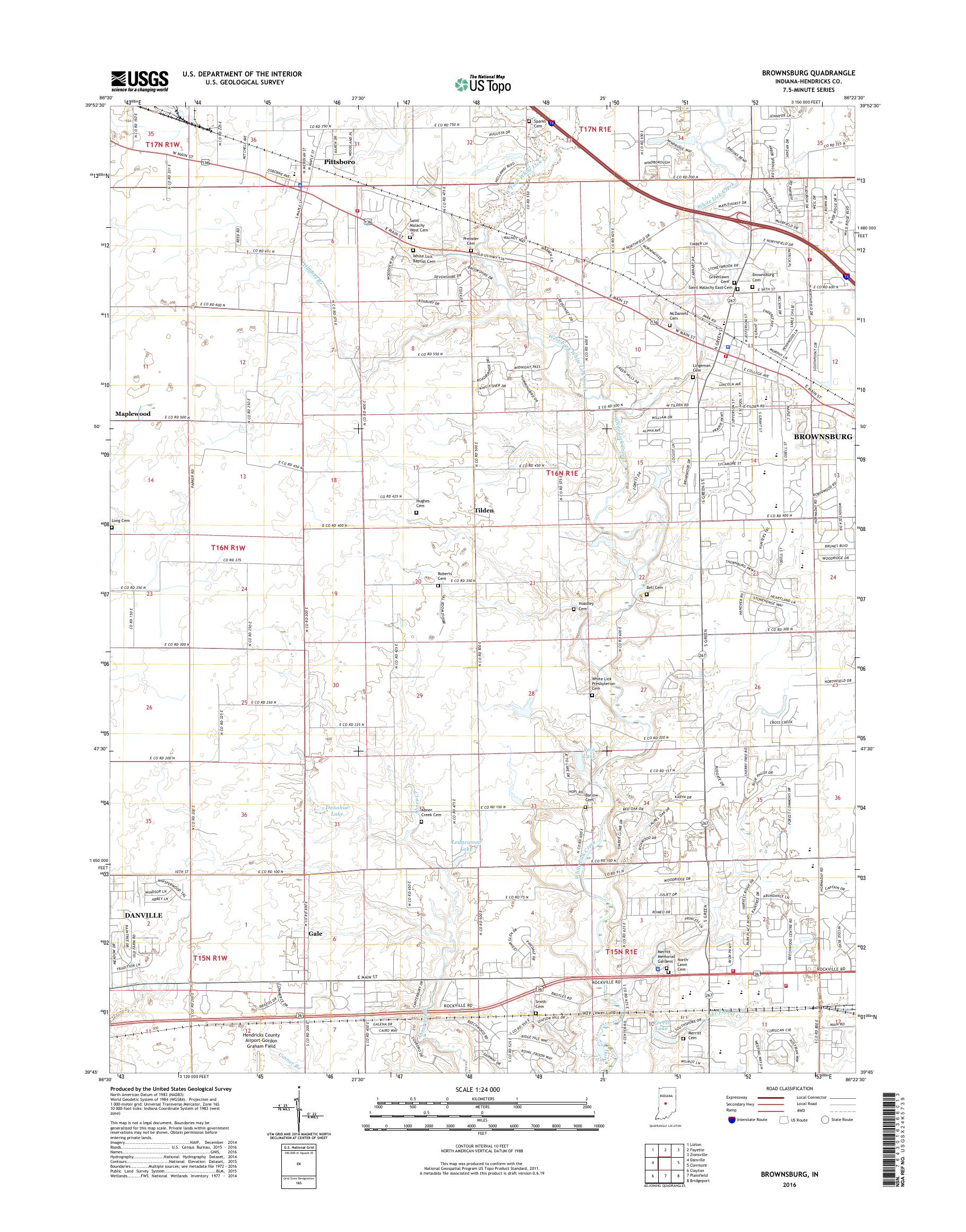 MyTopo Brownsburg, Indiana USGS Quad Topo Map