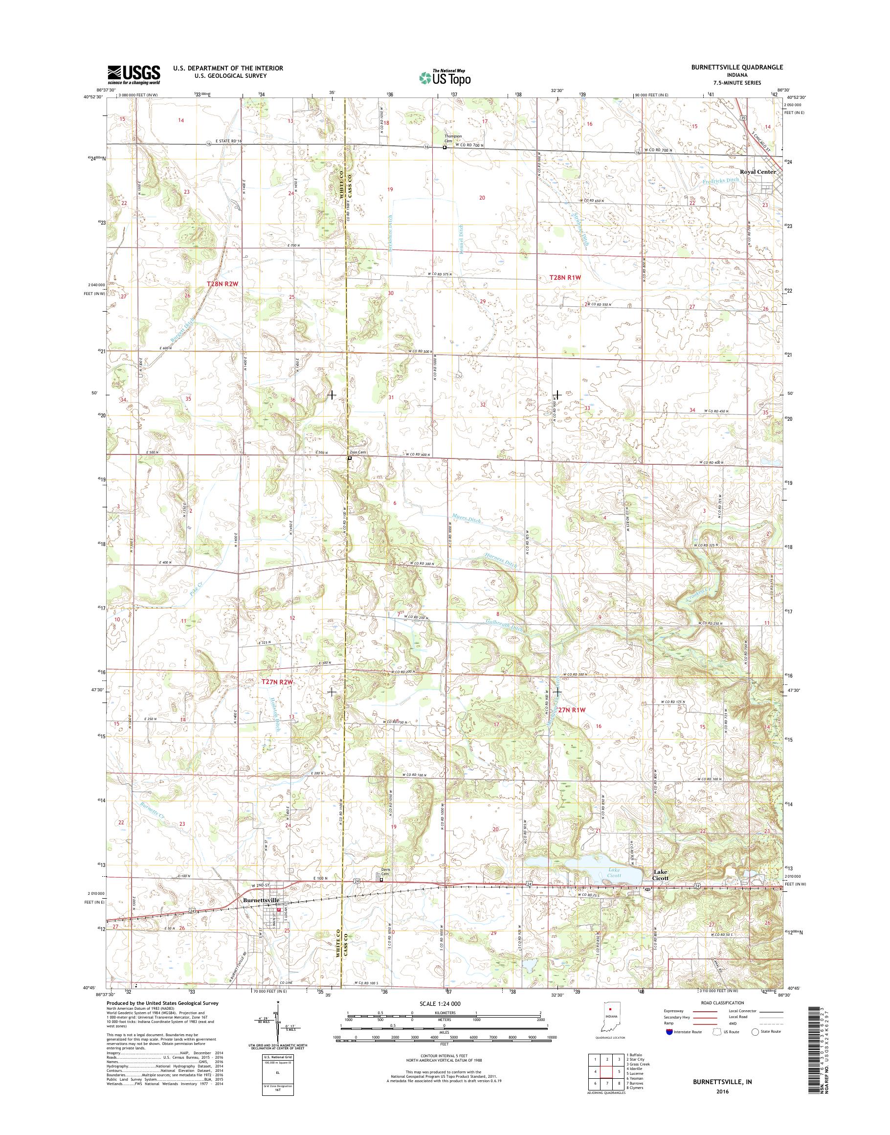 MyTopo Indiana USGS Quad Topo Map
