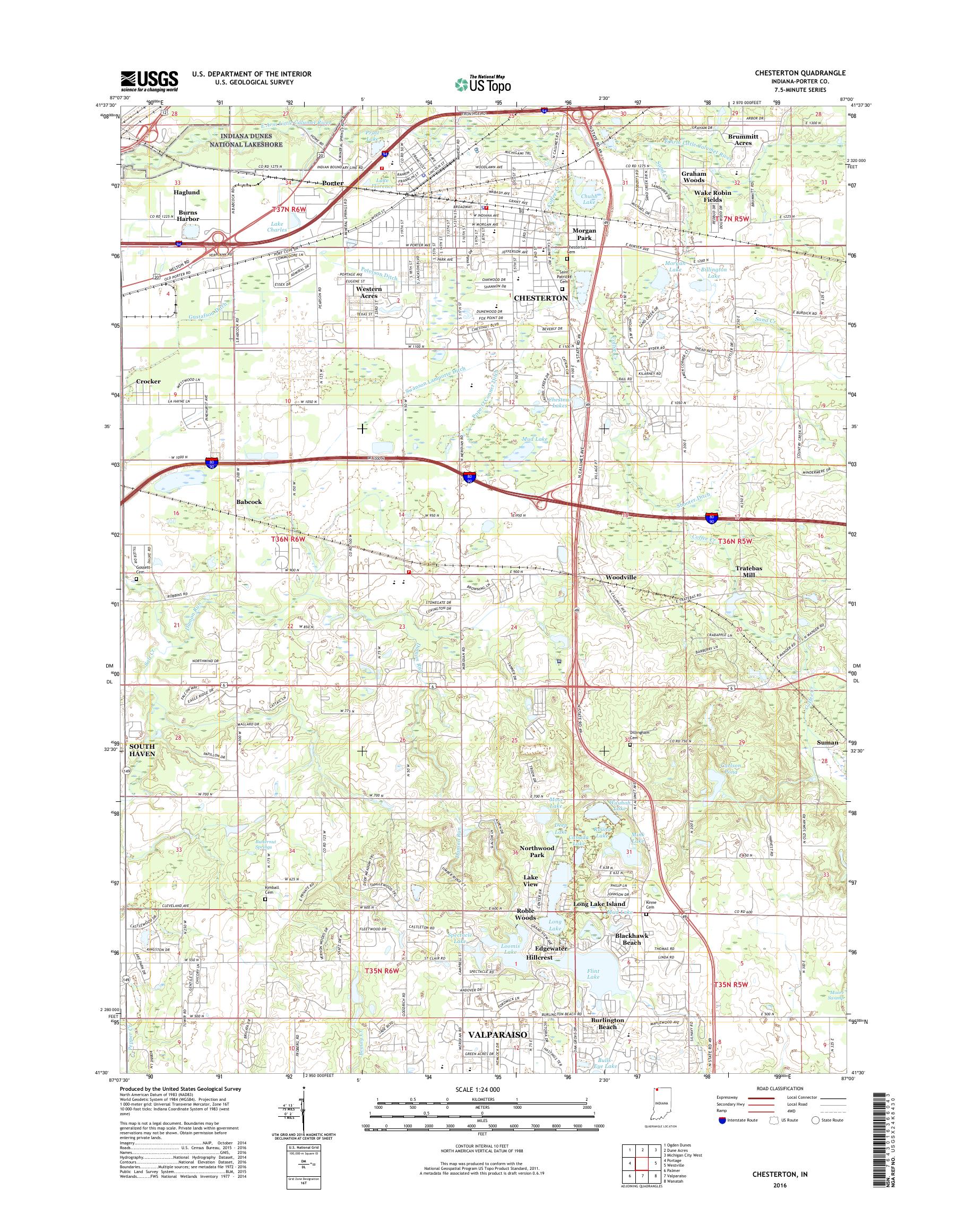 MyTopo Chesterton, Indiana USGS Quad Topo Map