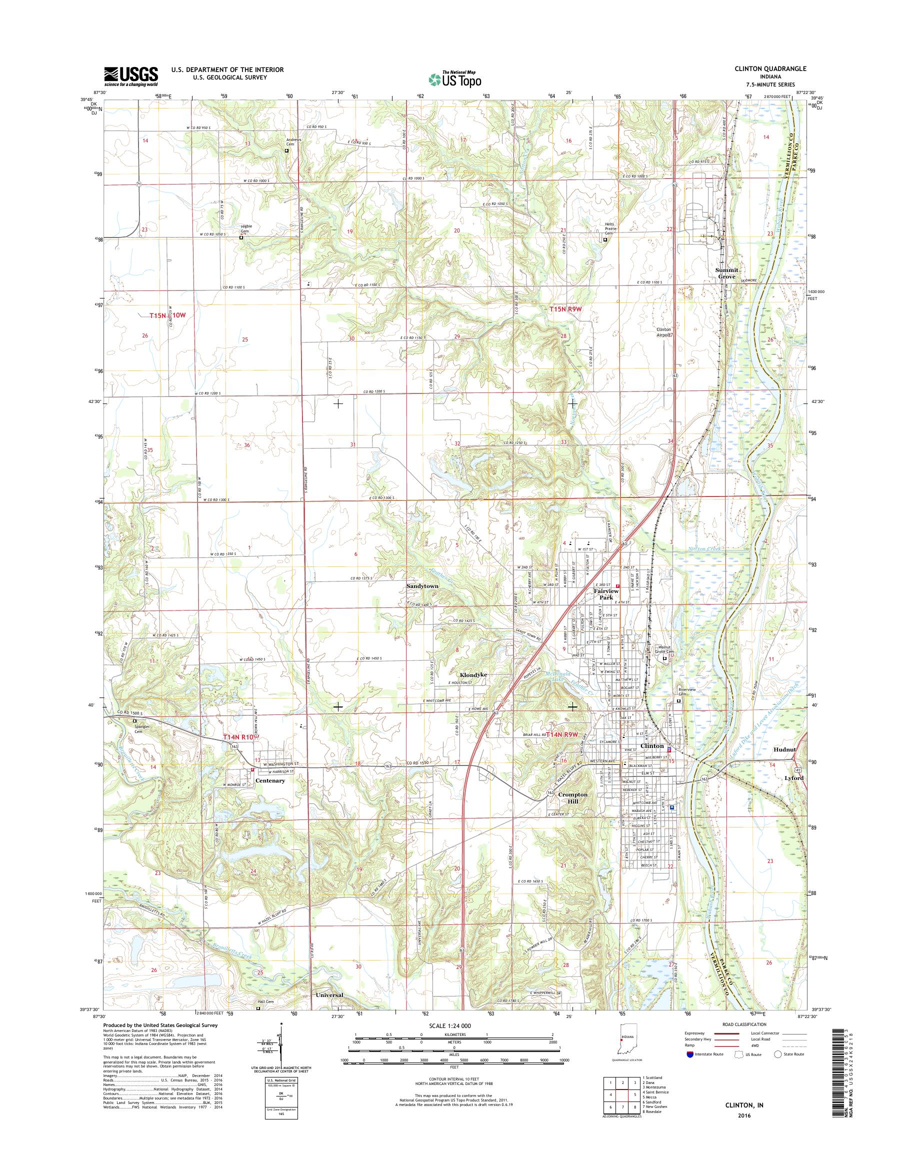 MyTopo Clinton, Indiana USGS Quad Topo Map