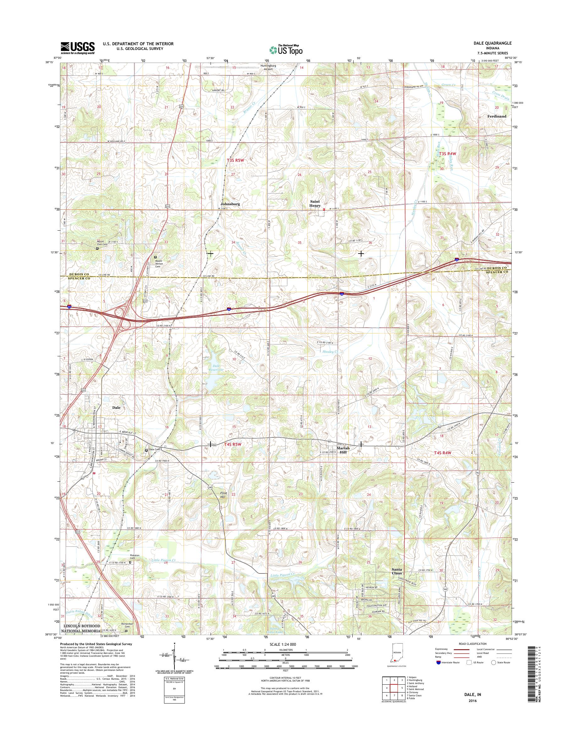 MyTopo Dale, Indiana USGS Quad Topo Map