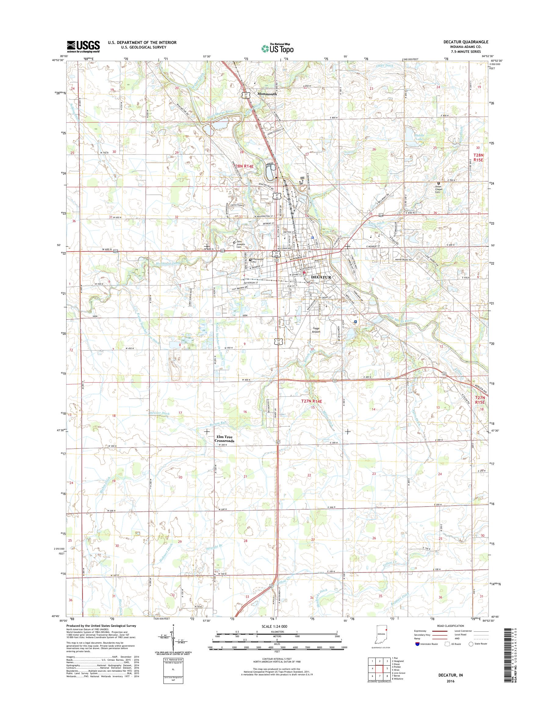 MyTopo Decatur, Indiana USGS Quad Topo Map
