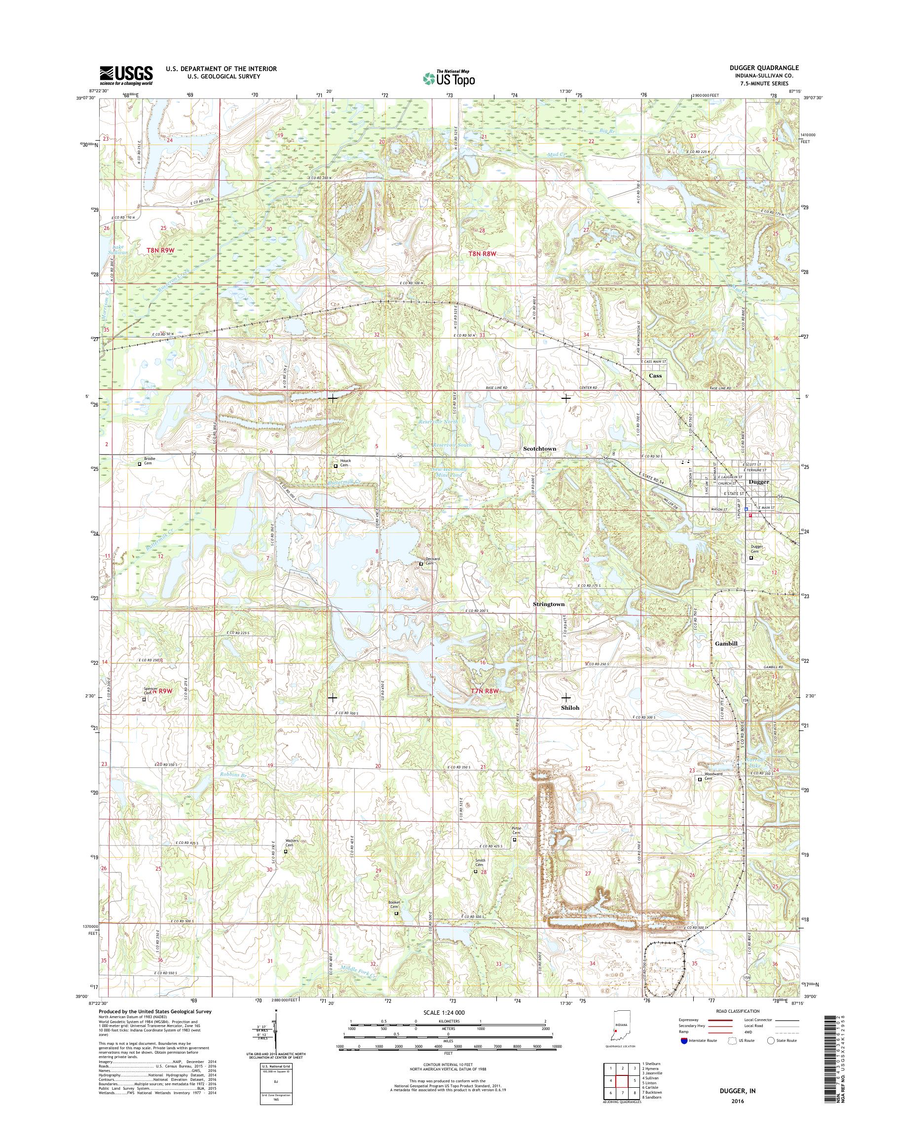 MyTopo Dugger, Indiana USGS Quad Topo Map
