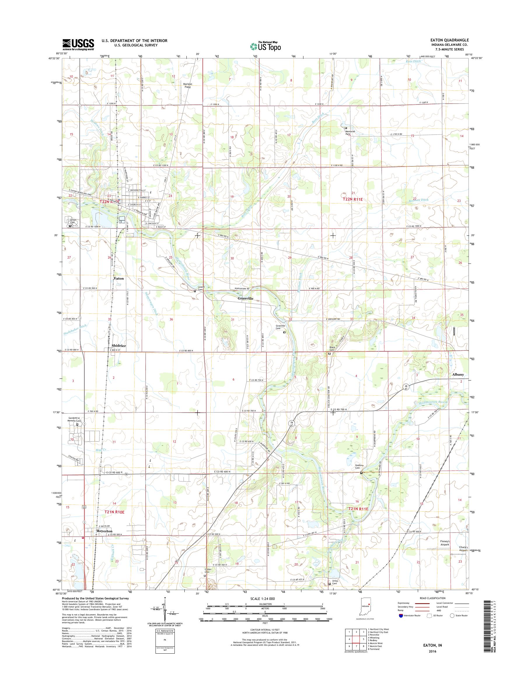 MyTopo Eaton, Indiana USGS Quad Topo Map