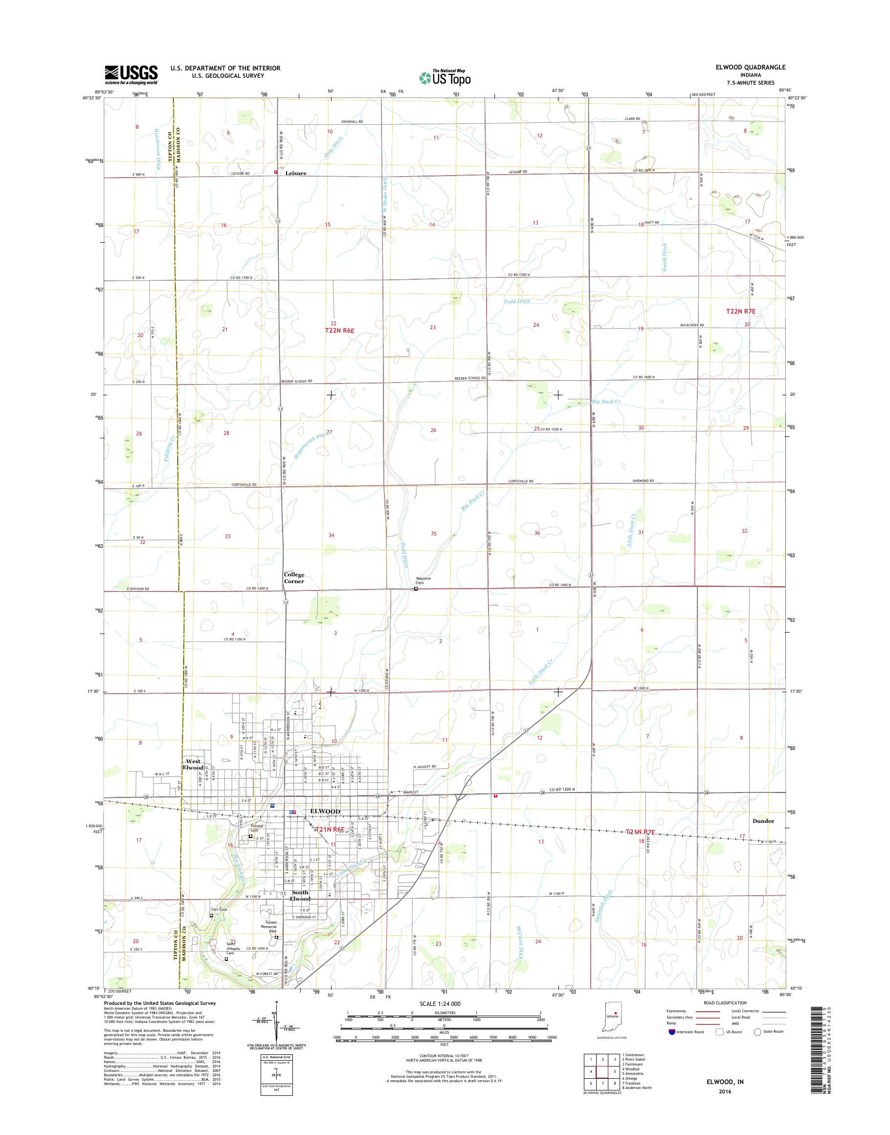 MyTopo Elwood, Indiana USGS Quad Topo Map