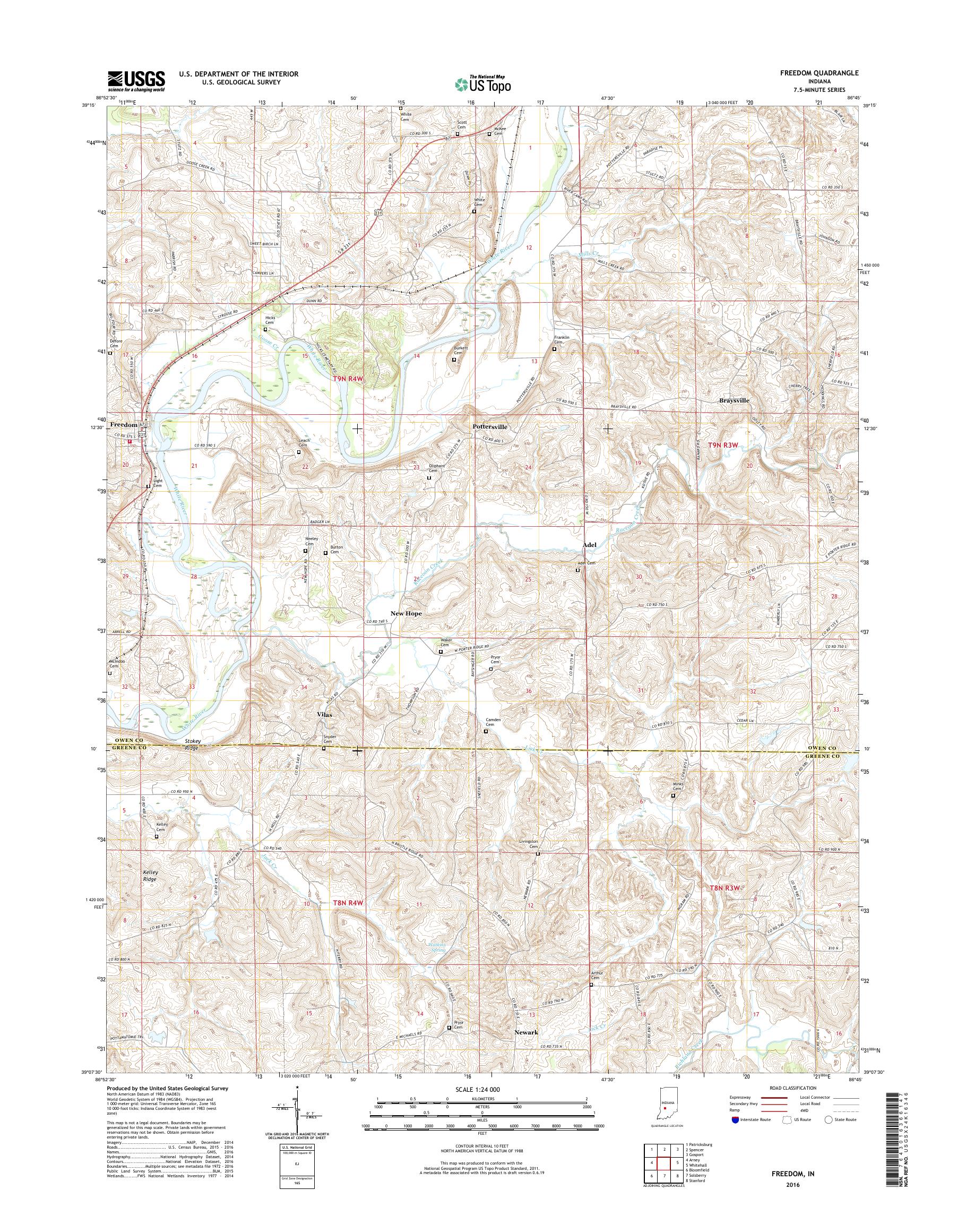 MyTopo Freedom, Indiana USGS Quad Topo Map