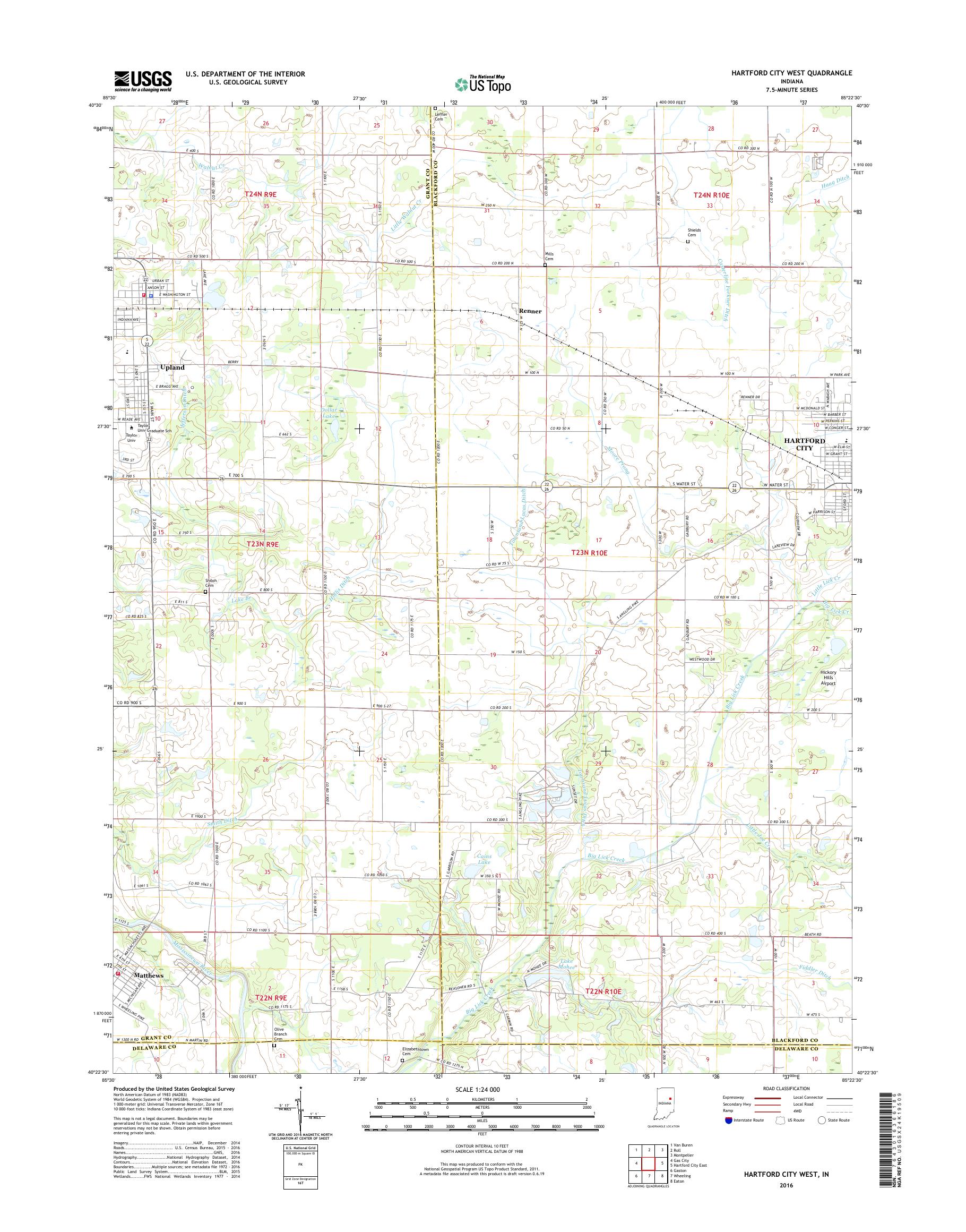 MyTopo Hartford City West, Indiana USGS Quad Topo Map