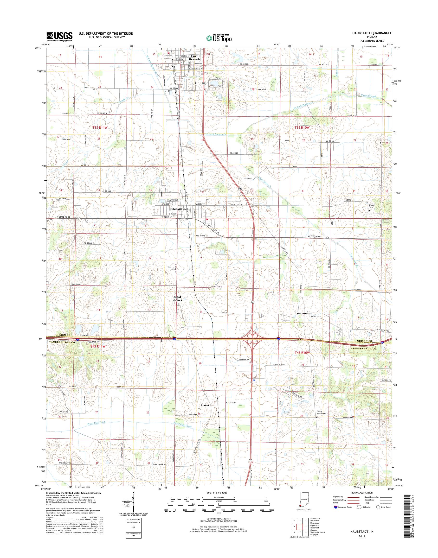 MyTopo Haubstadt, Indiana USGS Quad Topo Map