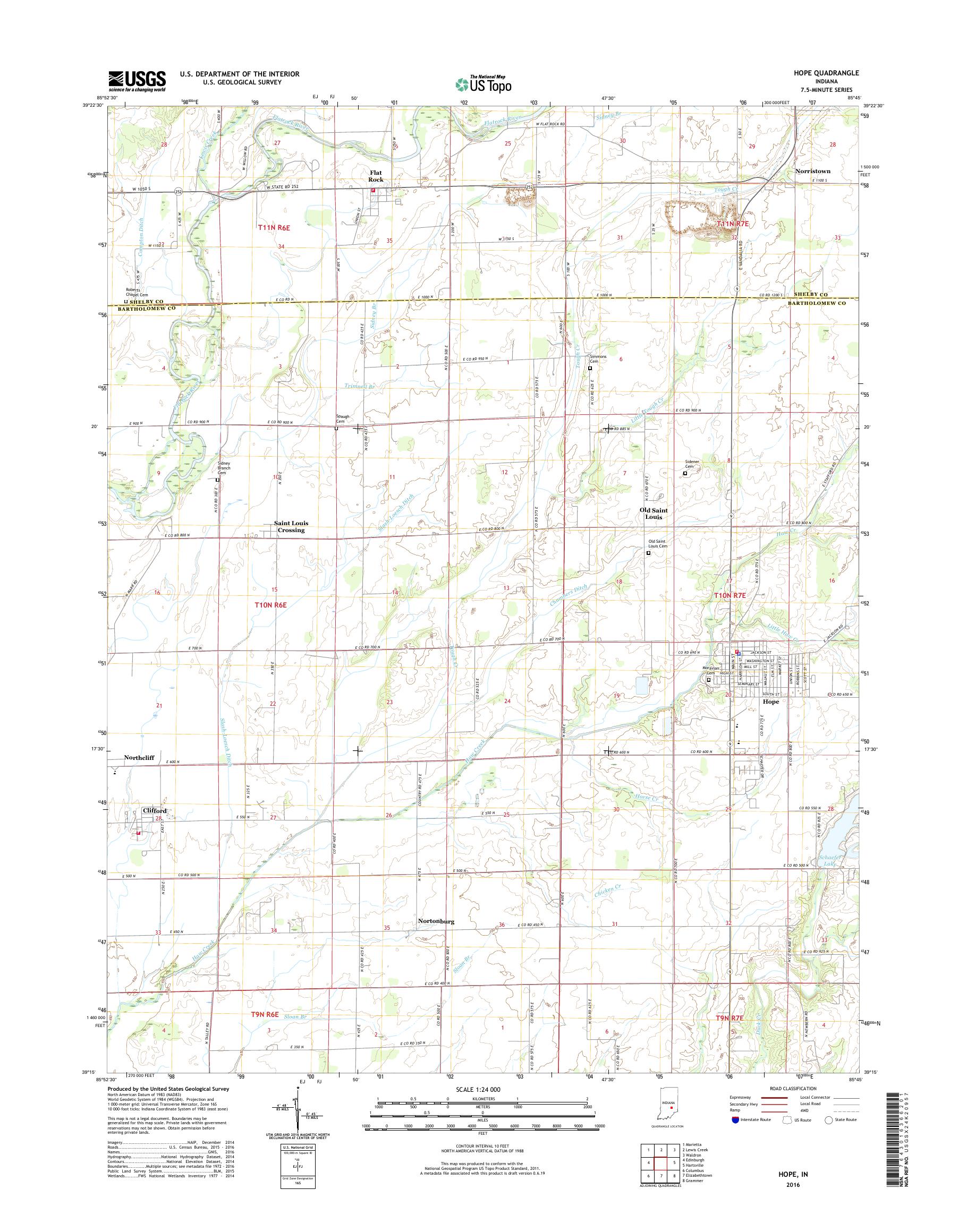 MyTopo Hope, Indiana USGS Quad Topo Map
