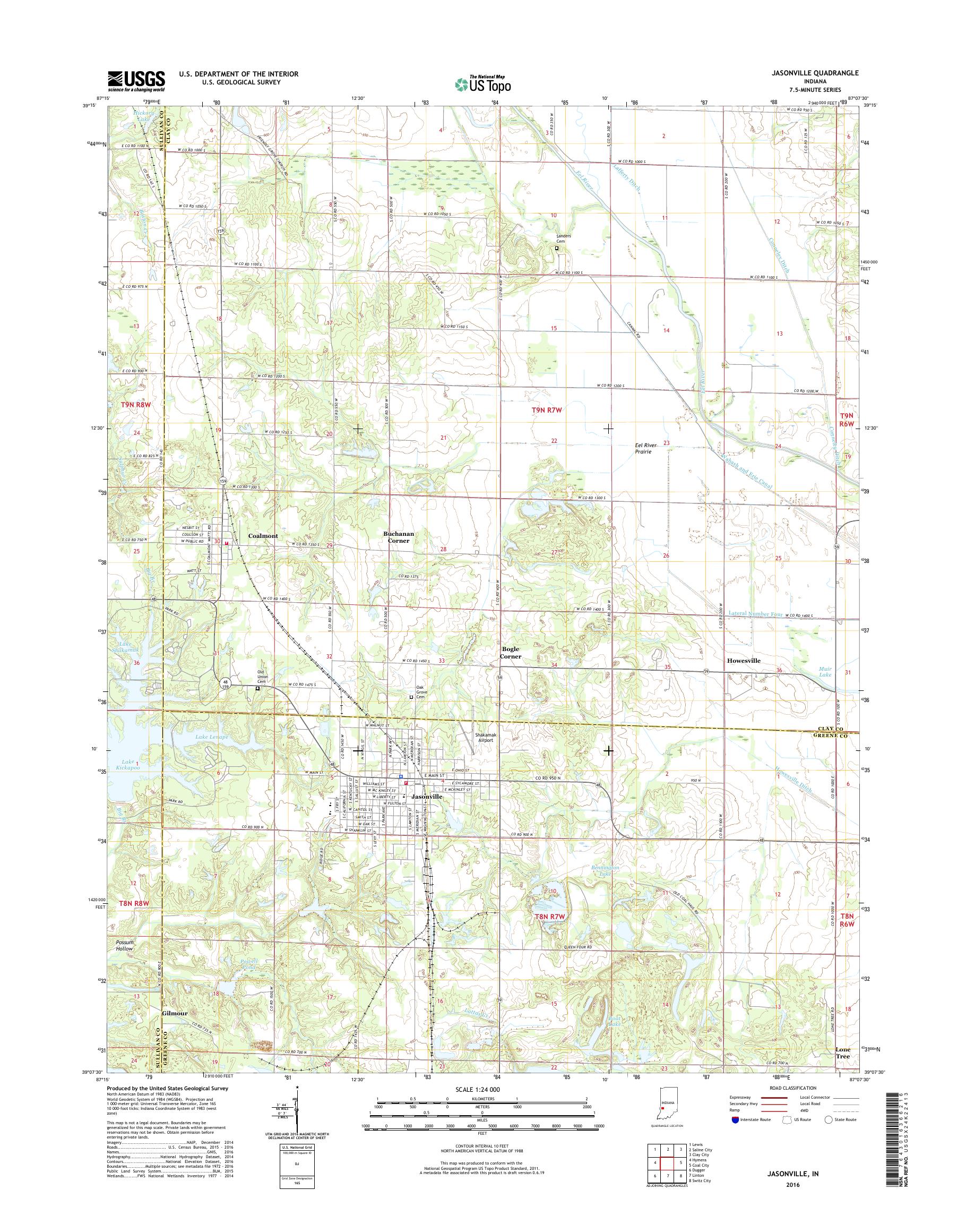 MyTopo Jasonville, Indiana USGS Quad Topo Map
