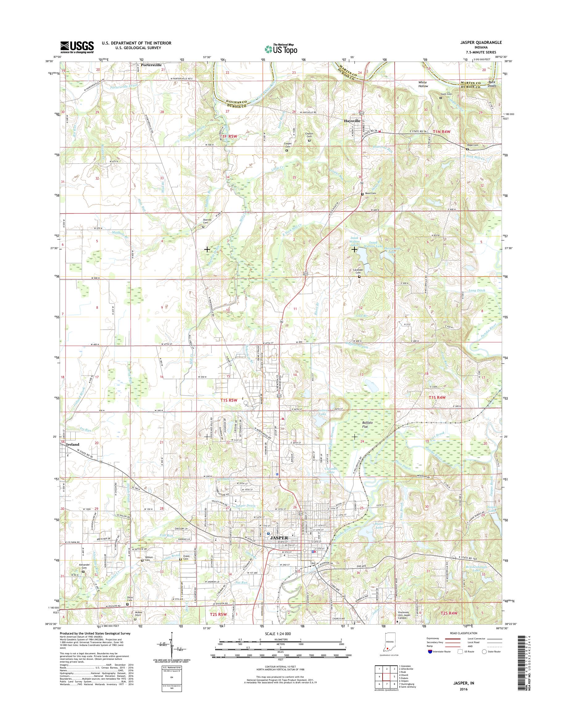 MyTopo Jasper, Indiana USGS Quad Topo Map