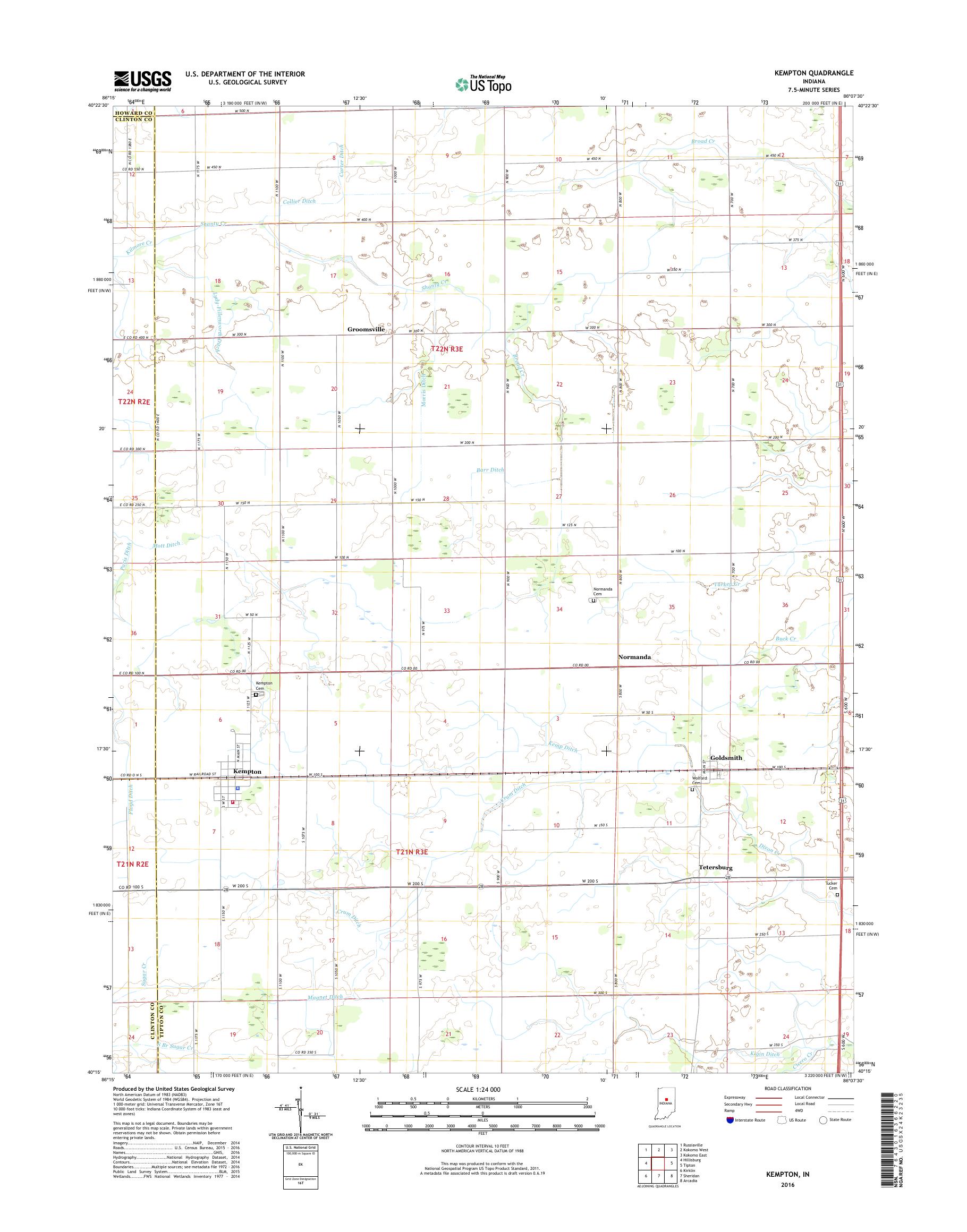 MyTopo Kempton, Indiana USGS Quad Topo Map
