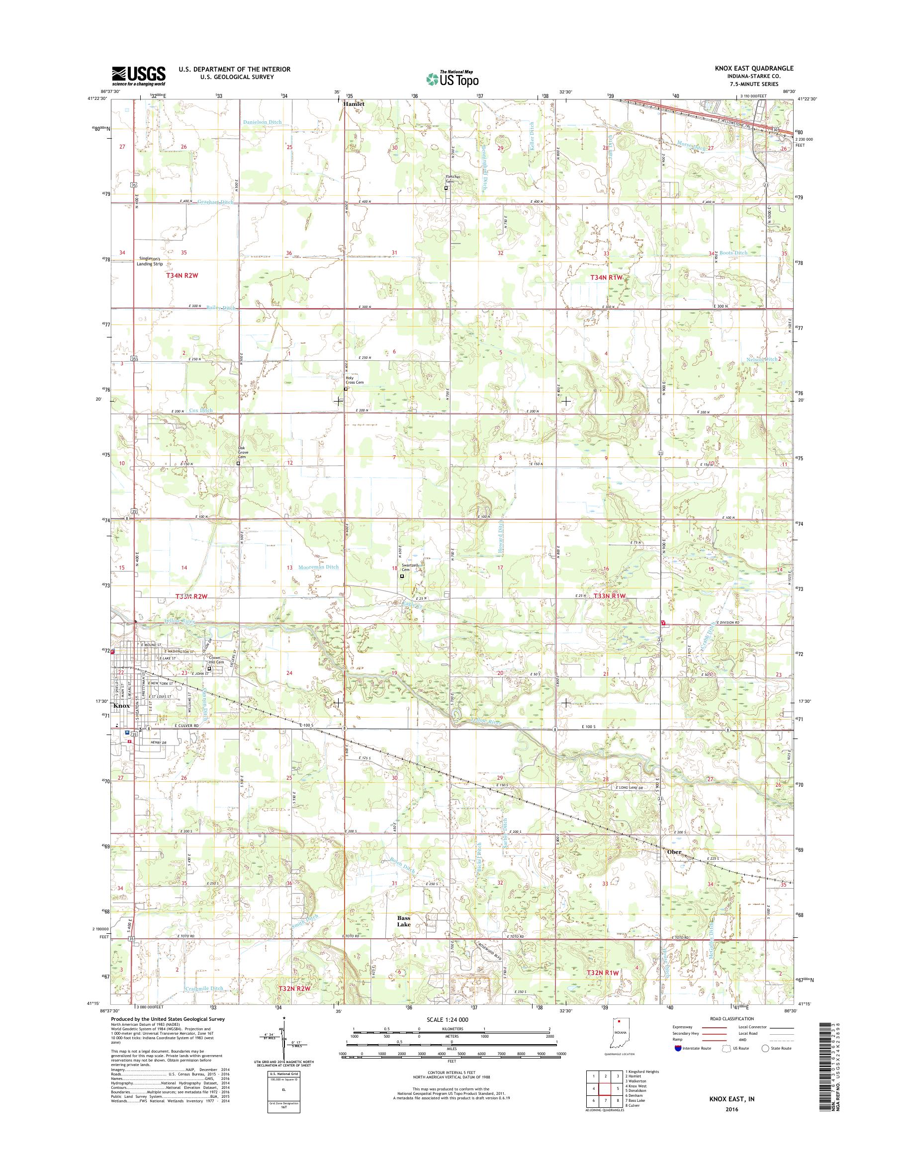MyTopo Knox East, Indiana USGS Quad Topo Map