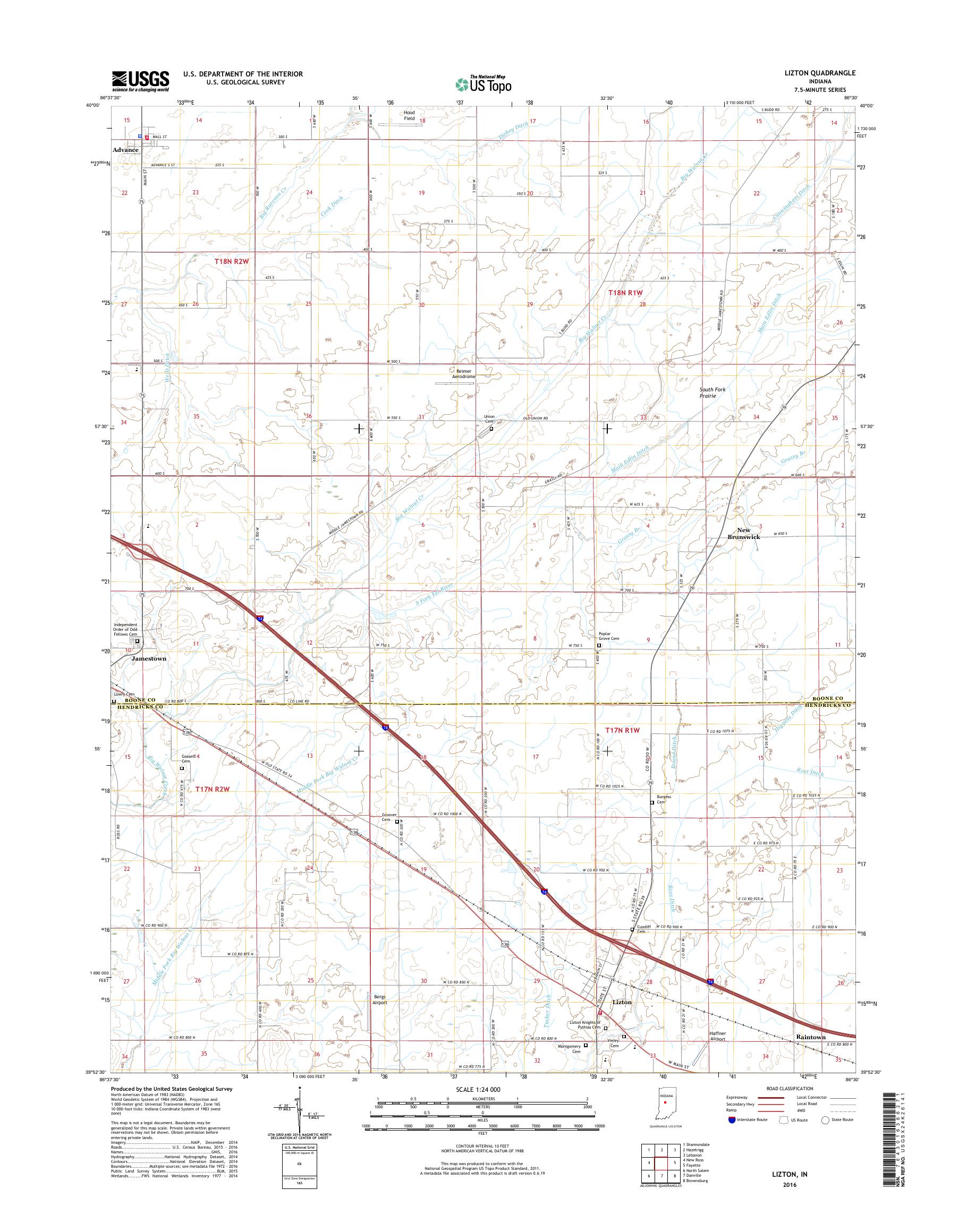 MyTopo Lizton, Indiana USGS Quad Topo Map