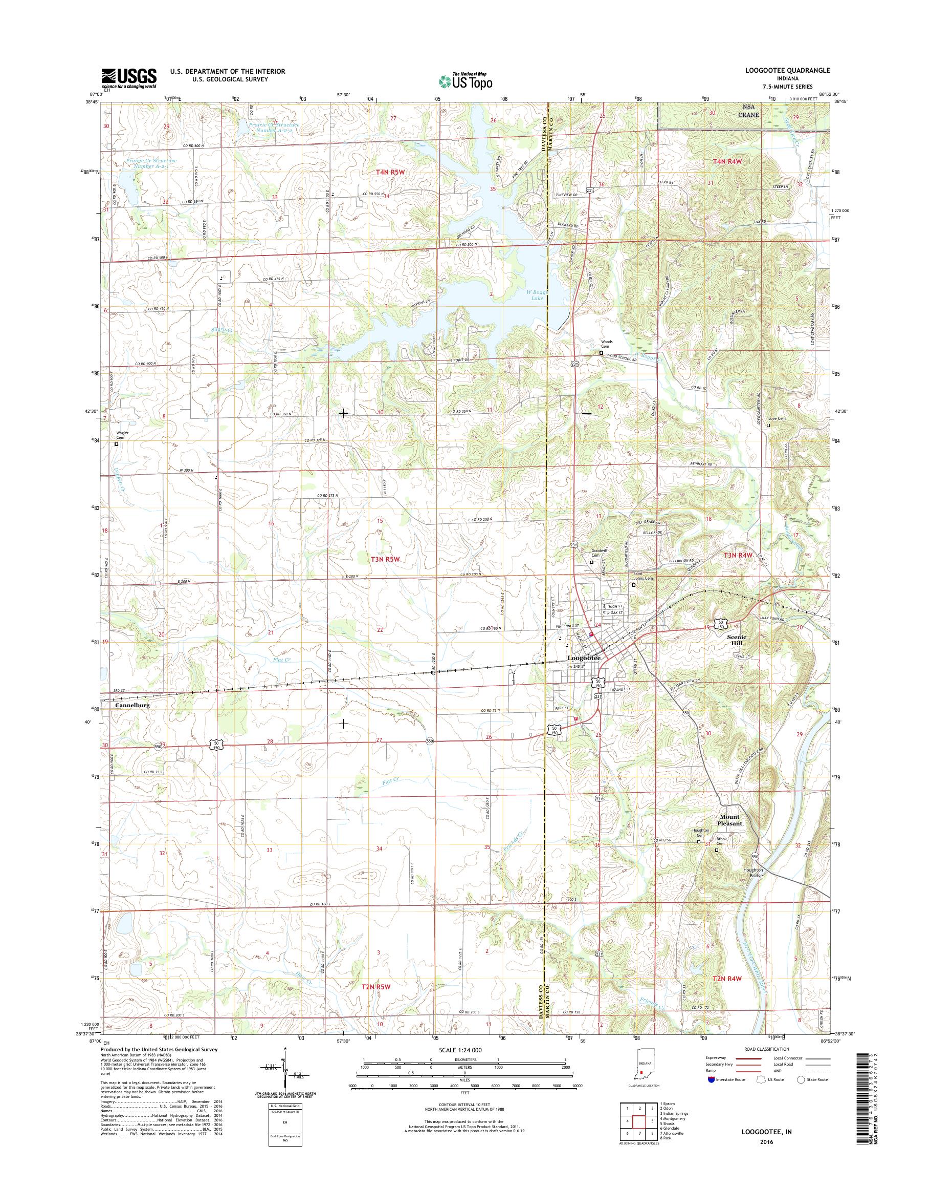 MyTopo Loogootee, Indiana USGS Quad Topo Map