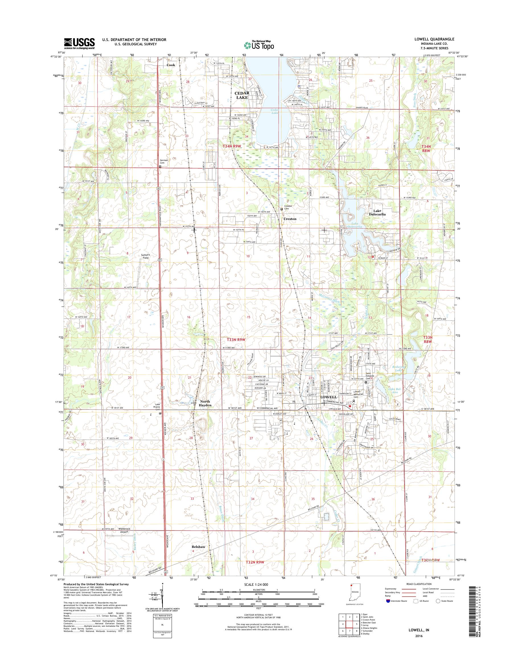 MyTopo Lowell, Indiana USGS Quad Topo Map