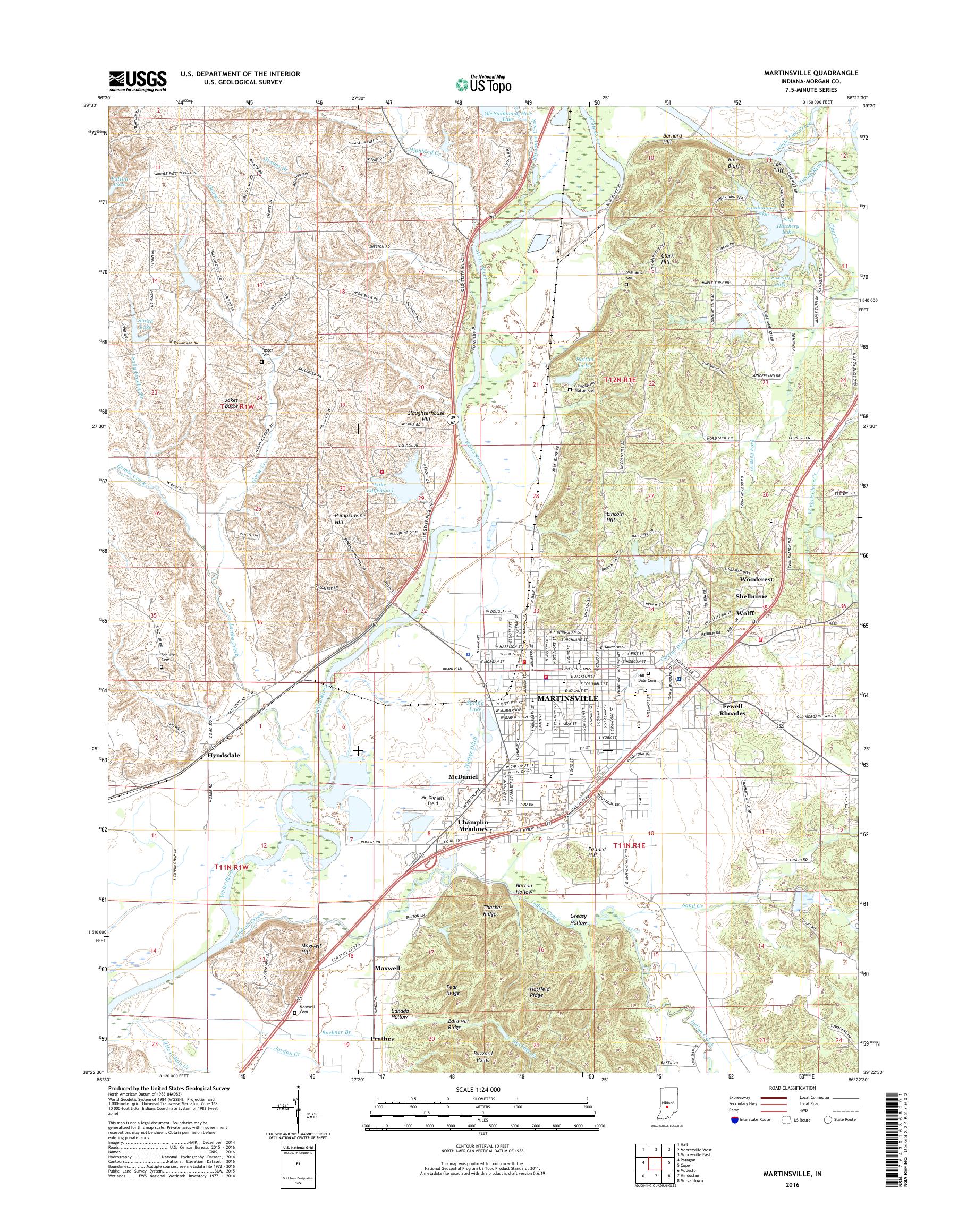 MyTopo Martinsville, Indiana USGS Quad Topo Map