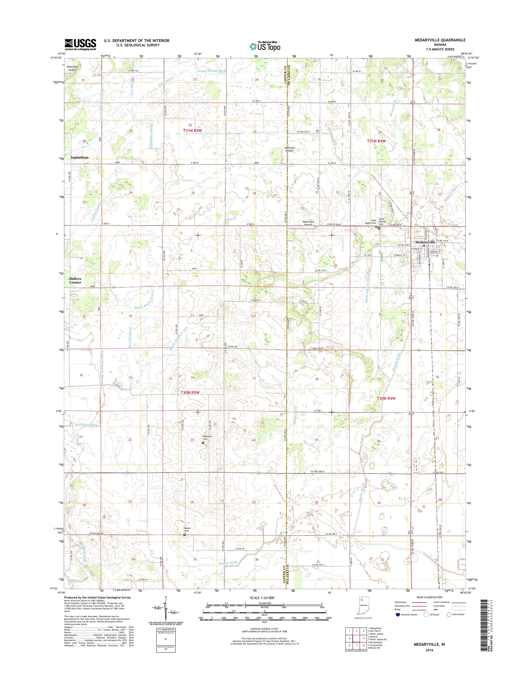 MyTopo Medaryville, Indiana USGS Quad Topo Map