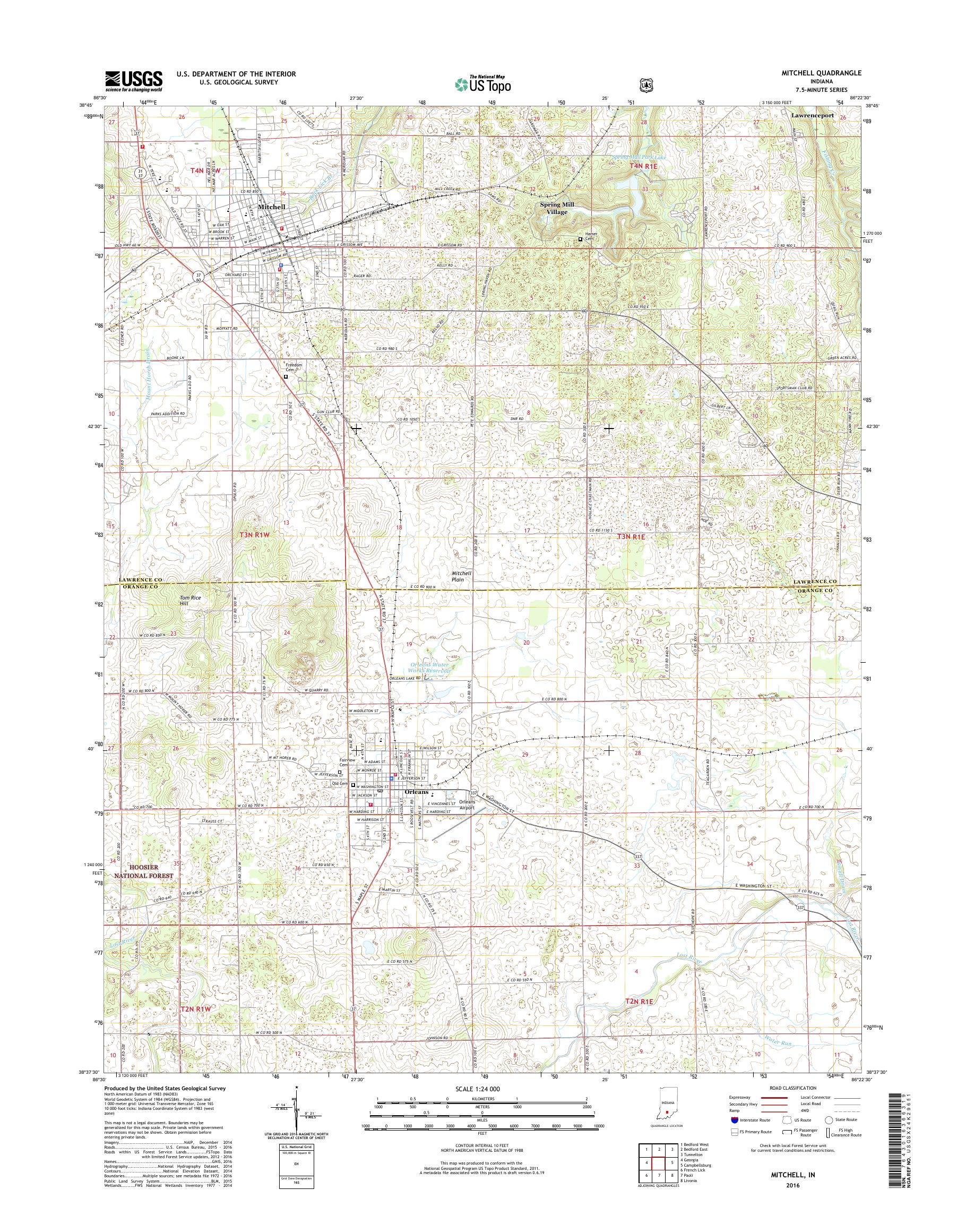 MyTopo Mitchell, Indiana USGS Quad Topo Map