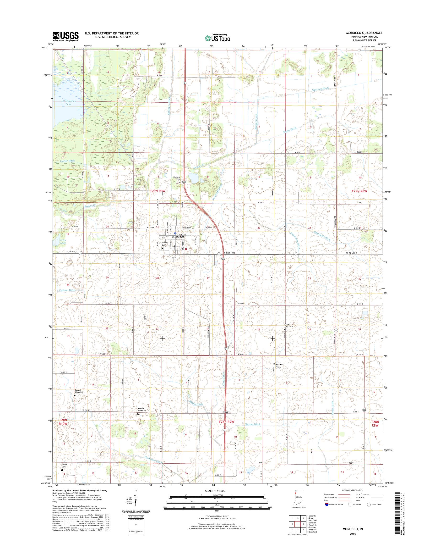 MyTopo Morocco, Indiana USGS Quad Topo Map
