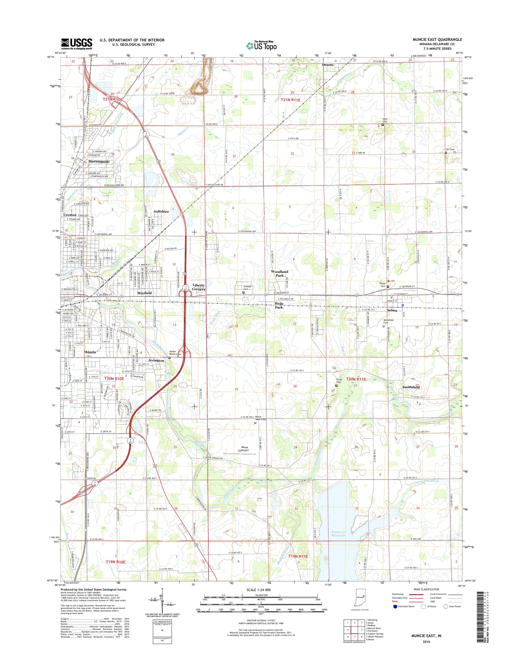 MyTopo Muncie East, Indiana USGS Quad Topo Map