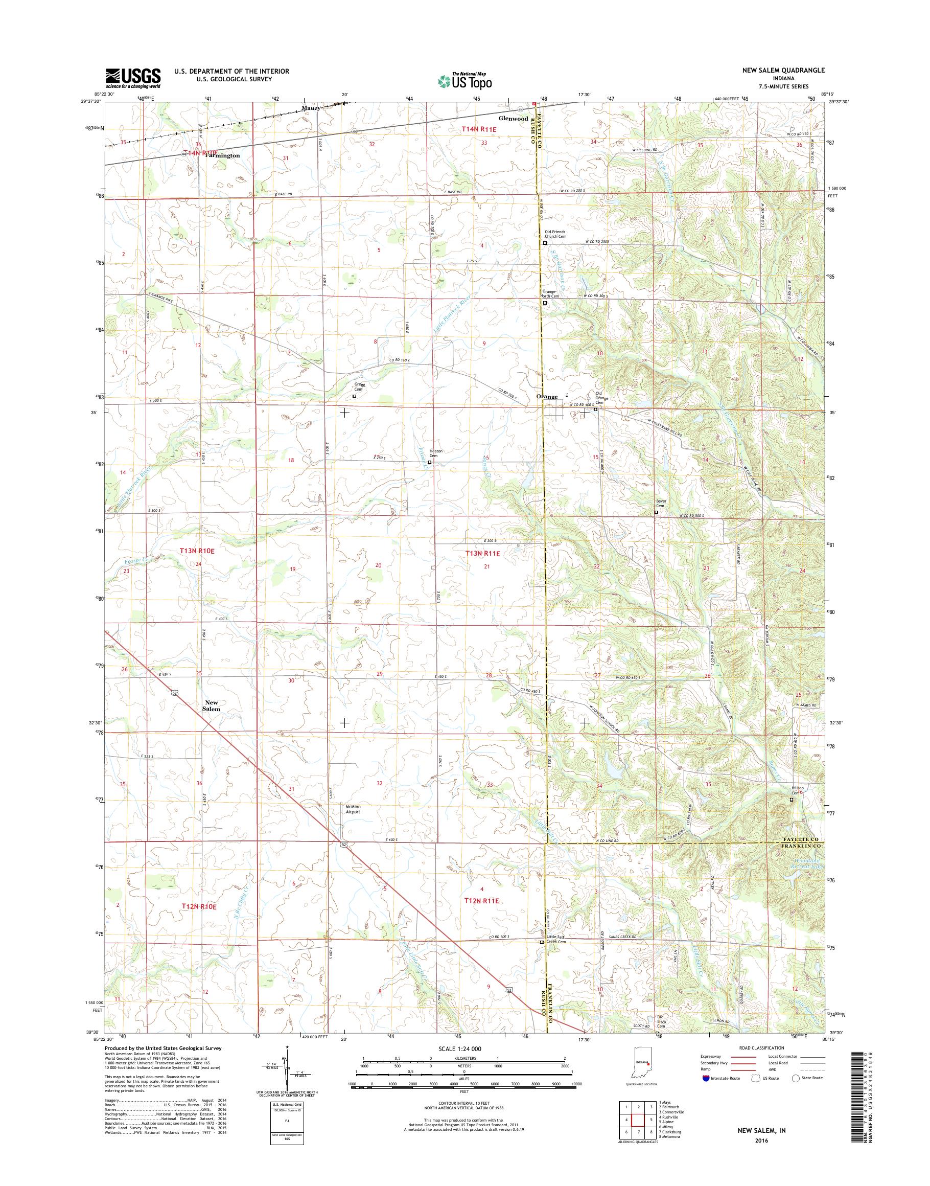 MyTopo New Salem, Indiana USGS Quad Topo Map