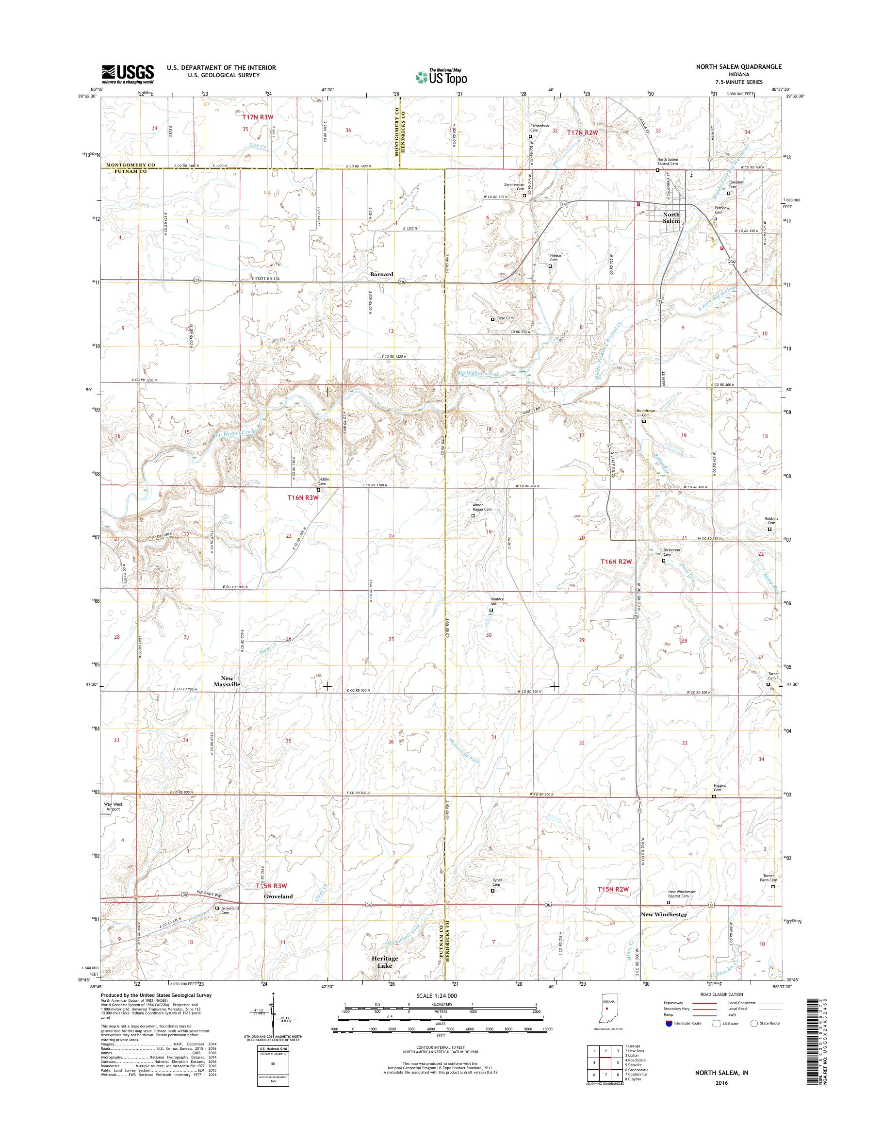 MyTopo North Salem, Indiana USGS Quad Topo Map