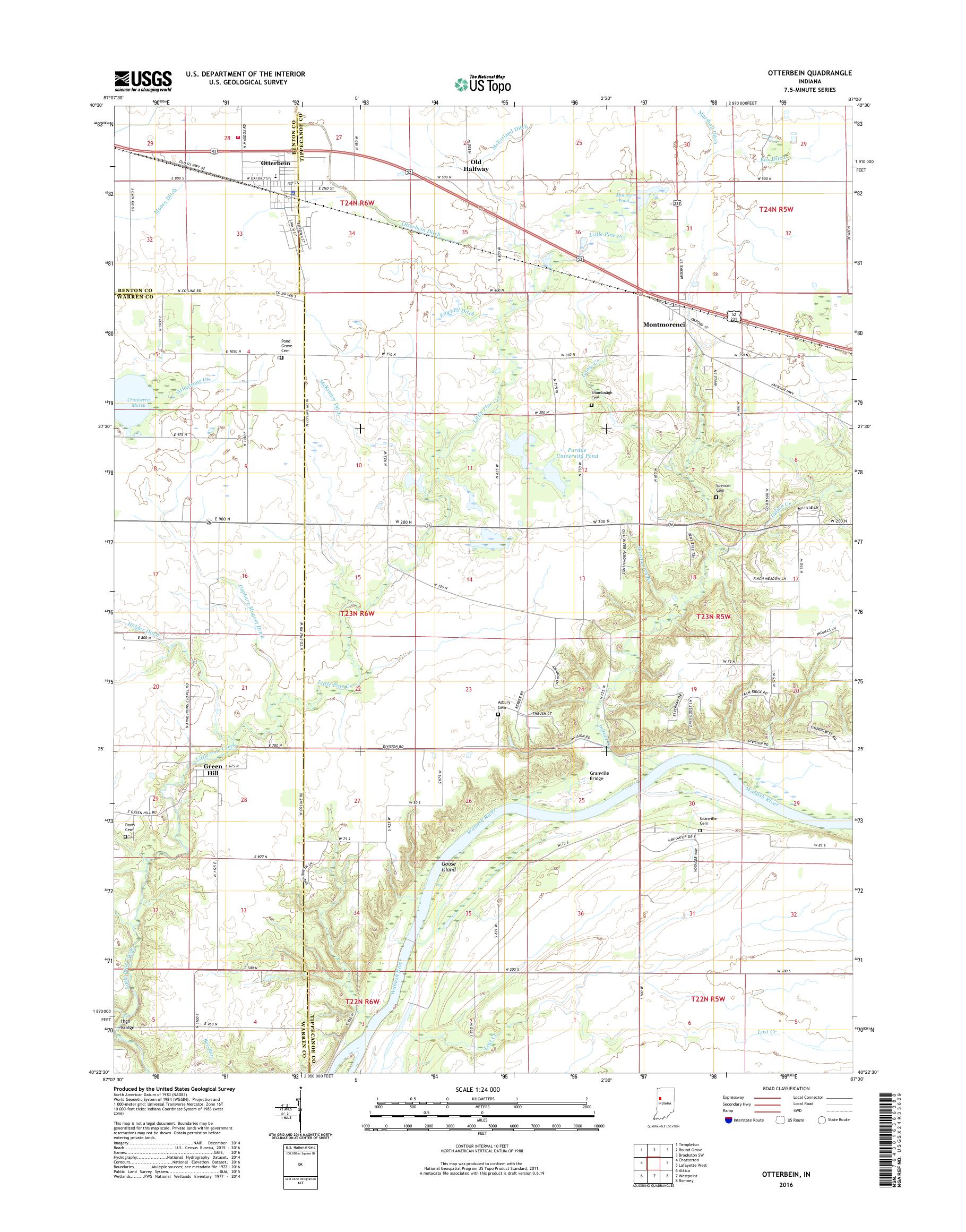 MyTopo Otterbein, Indiana USGS Quad Topo Map